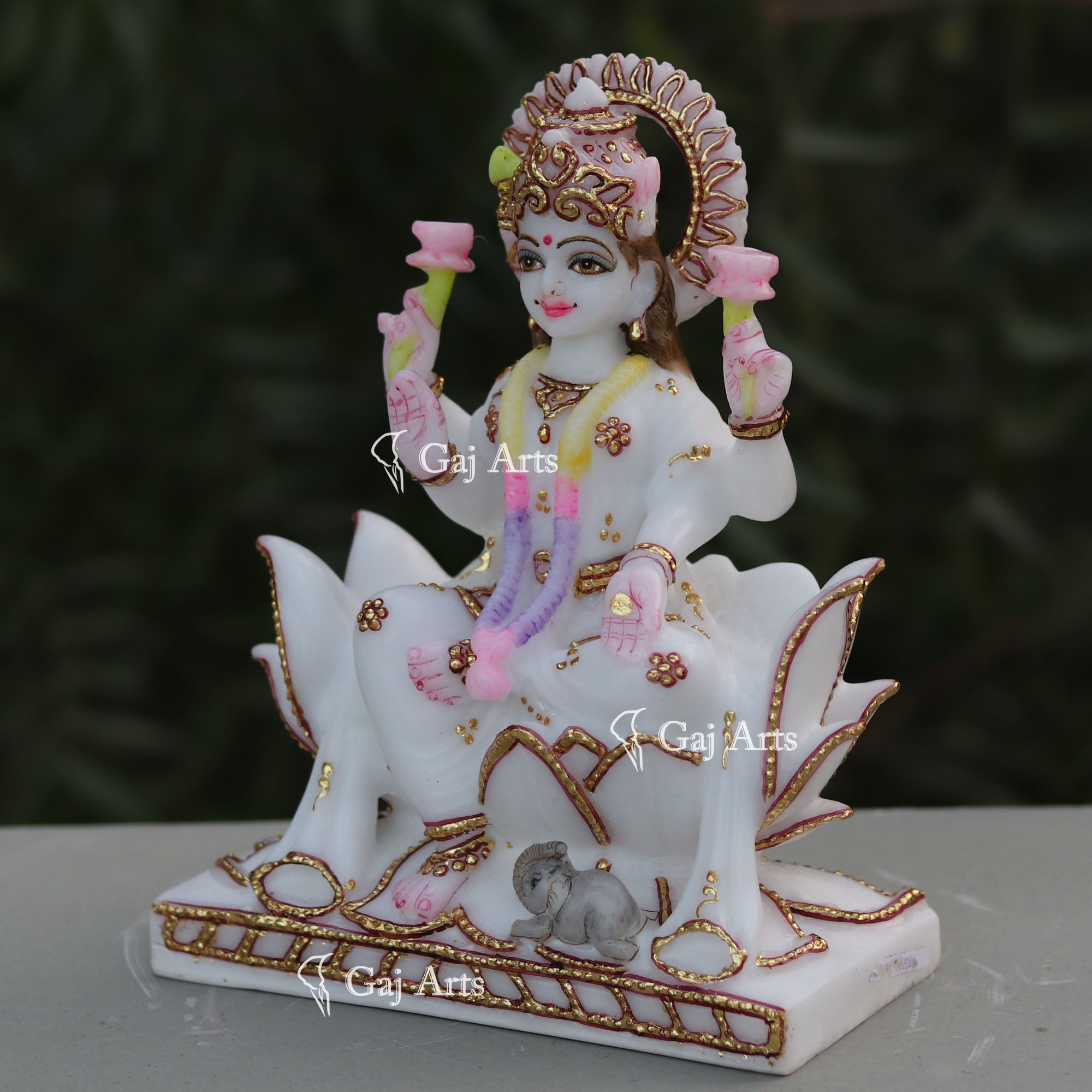 White Marble Lakshmi Mata Statue | 9 Inch