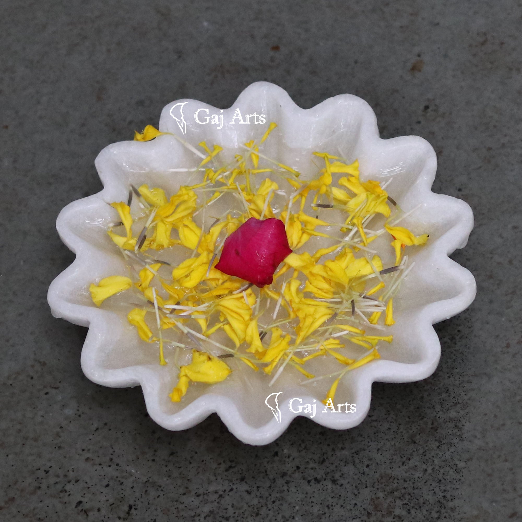 White Marble Decorative Flower Bowl | 6 Inch
