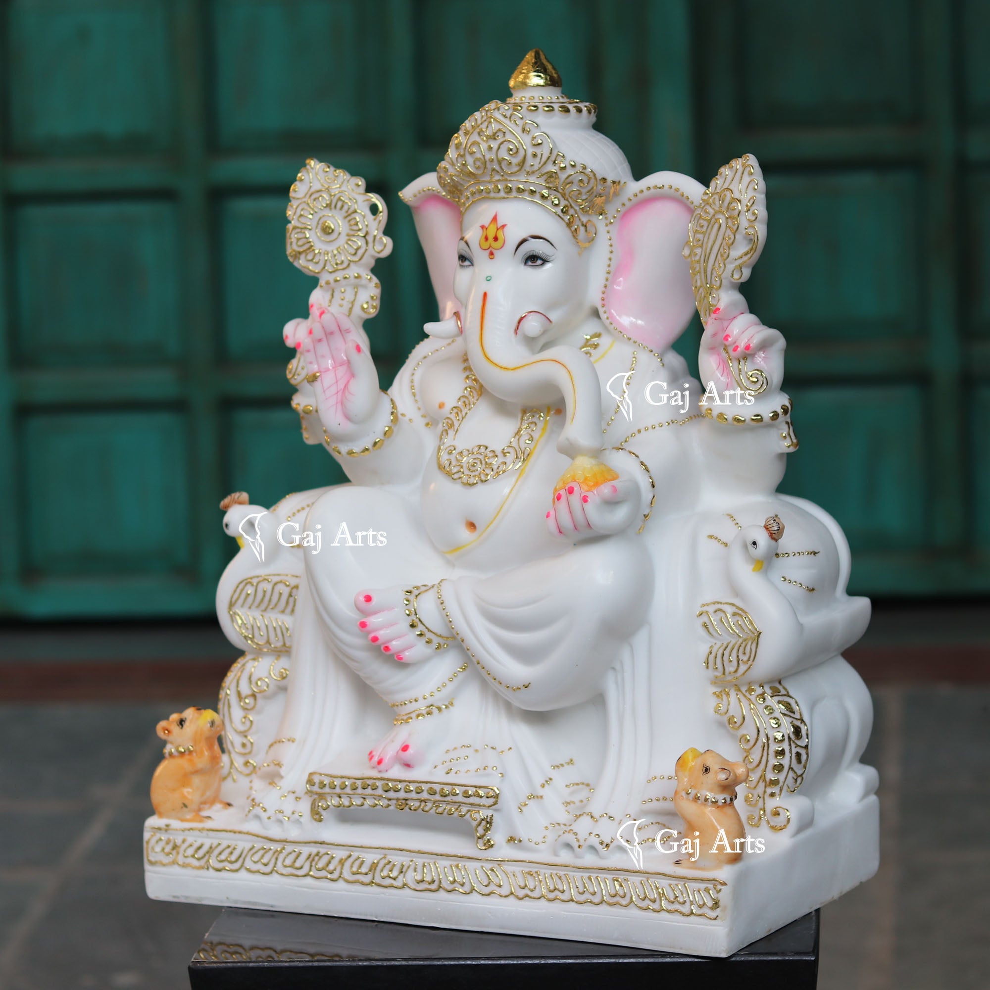 White Marble Ethiopia Ganesh Idol | 24 Inch