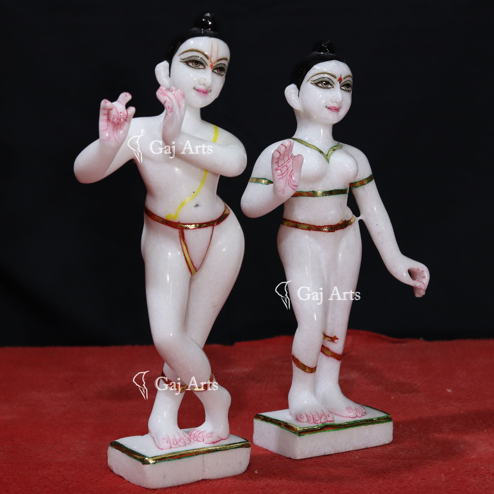 Super White Makrana Marble Iskon Radha Krishna Murti | 12 Inch