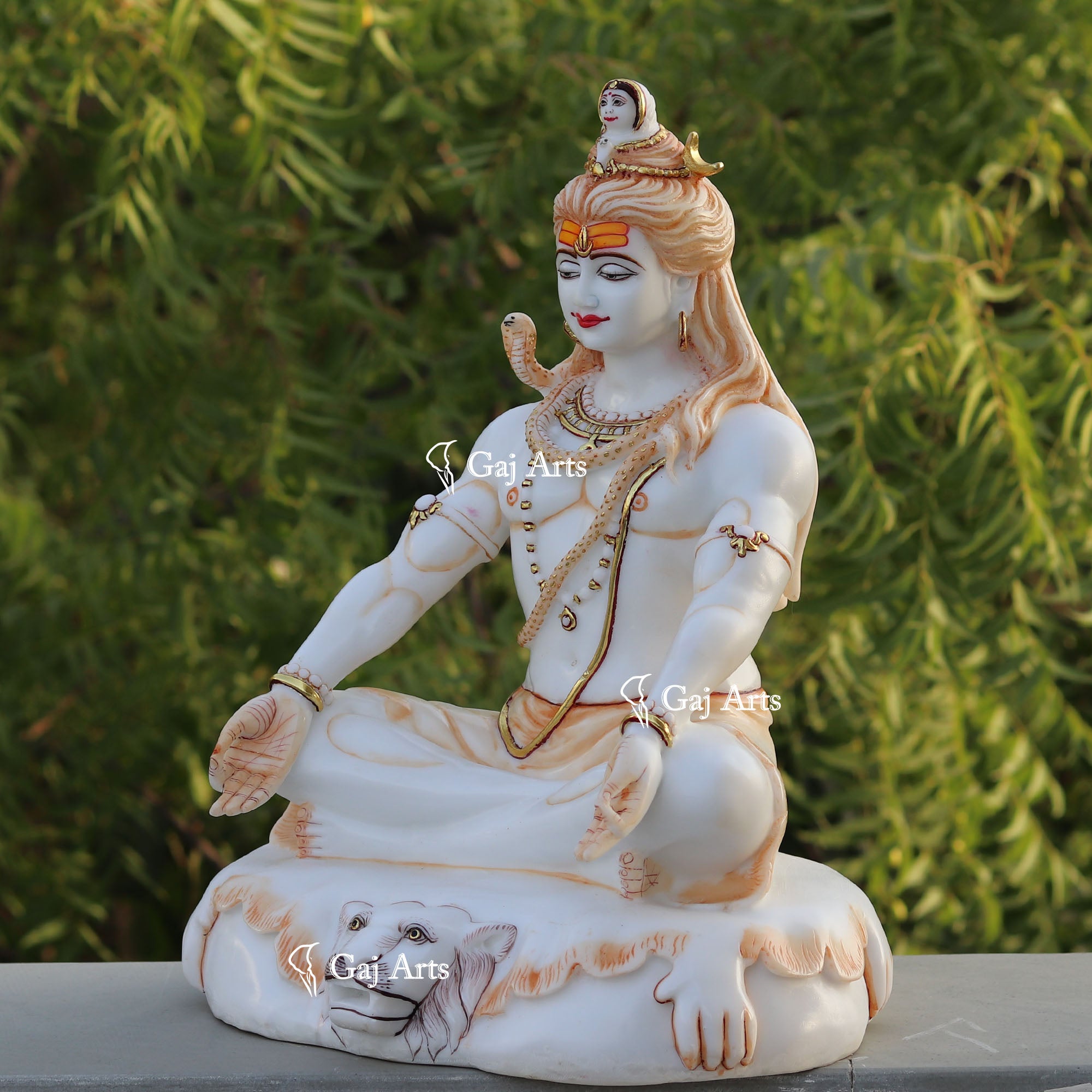 White Marble Ethiopia Shiva Statue | 18 Inch