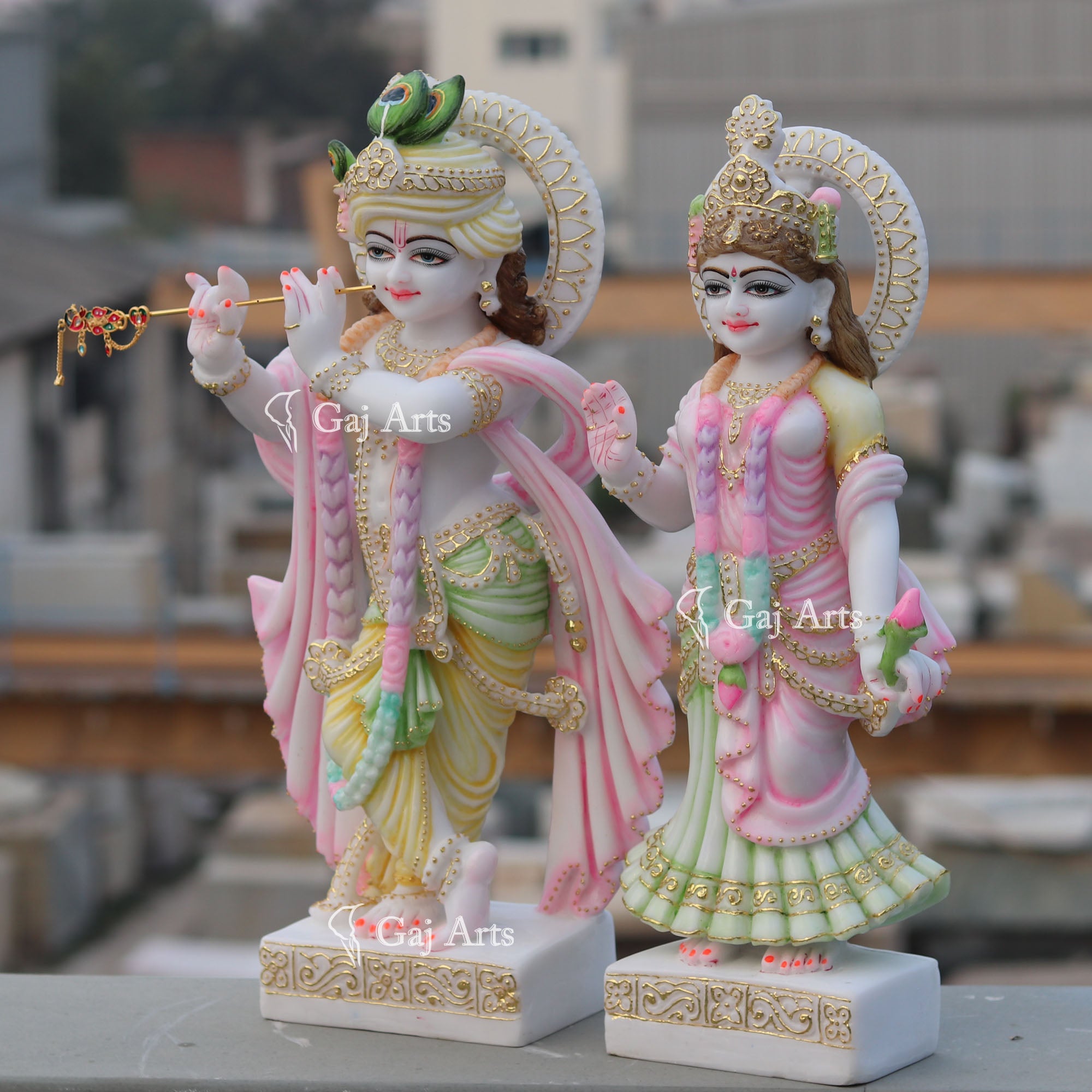 Natural Marble Radha Krishna Statue | 24 Inch
