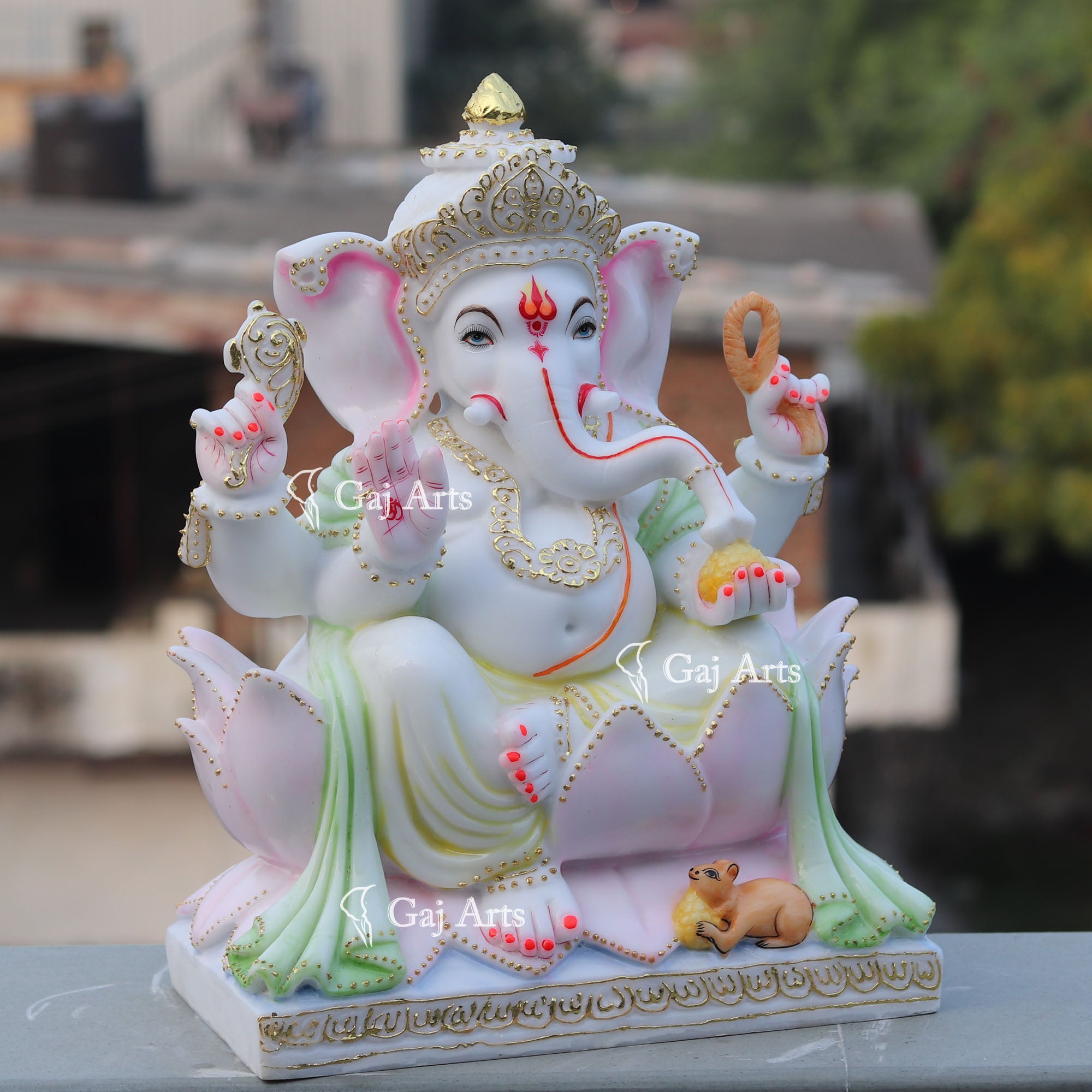 White Marble Ethiopia Ganpati Idol | 18 Inch