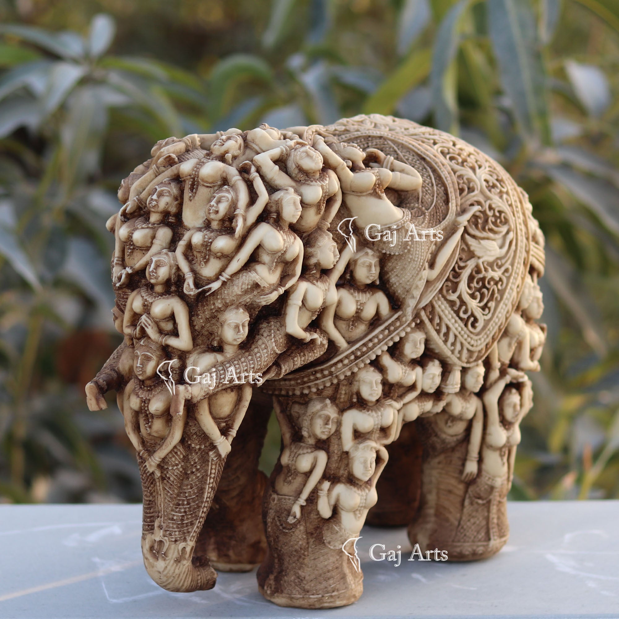 Marble Powder Elephant Statue | 12 Inch