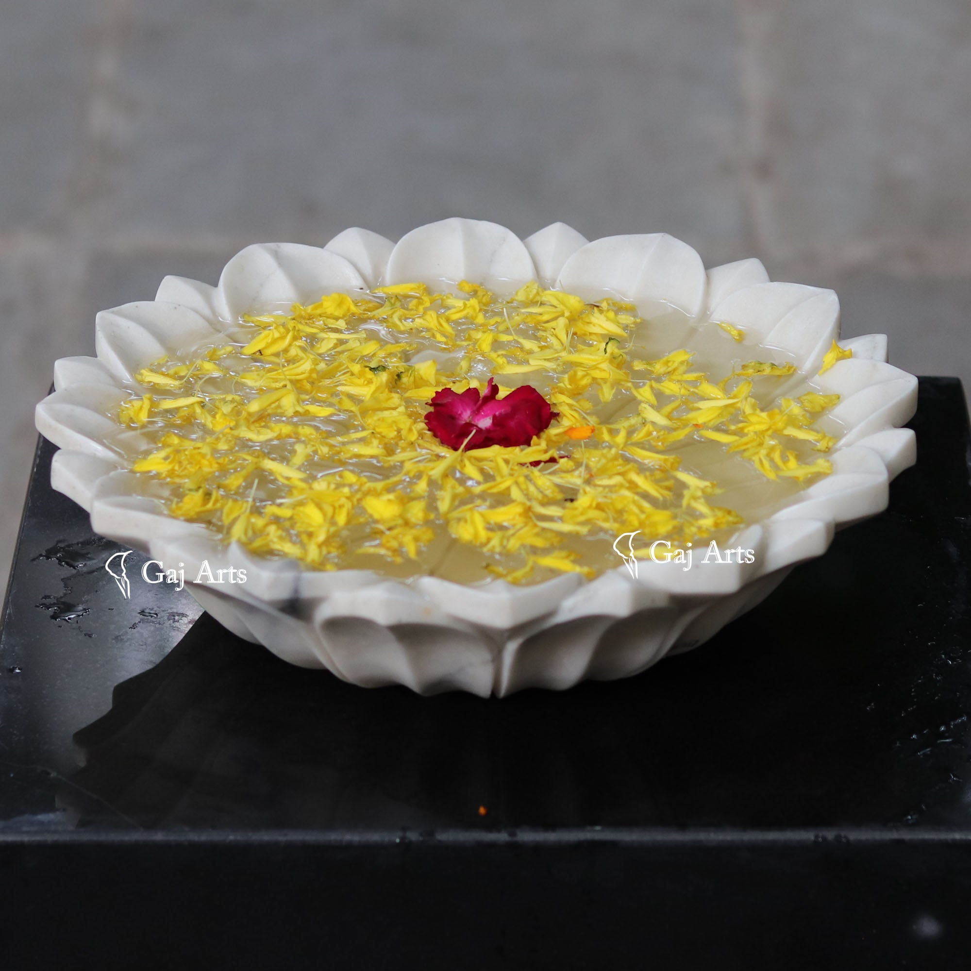 White Marble Royal Floral Bowl | 15 Inch