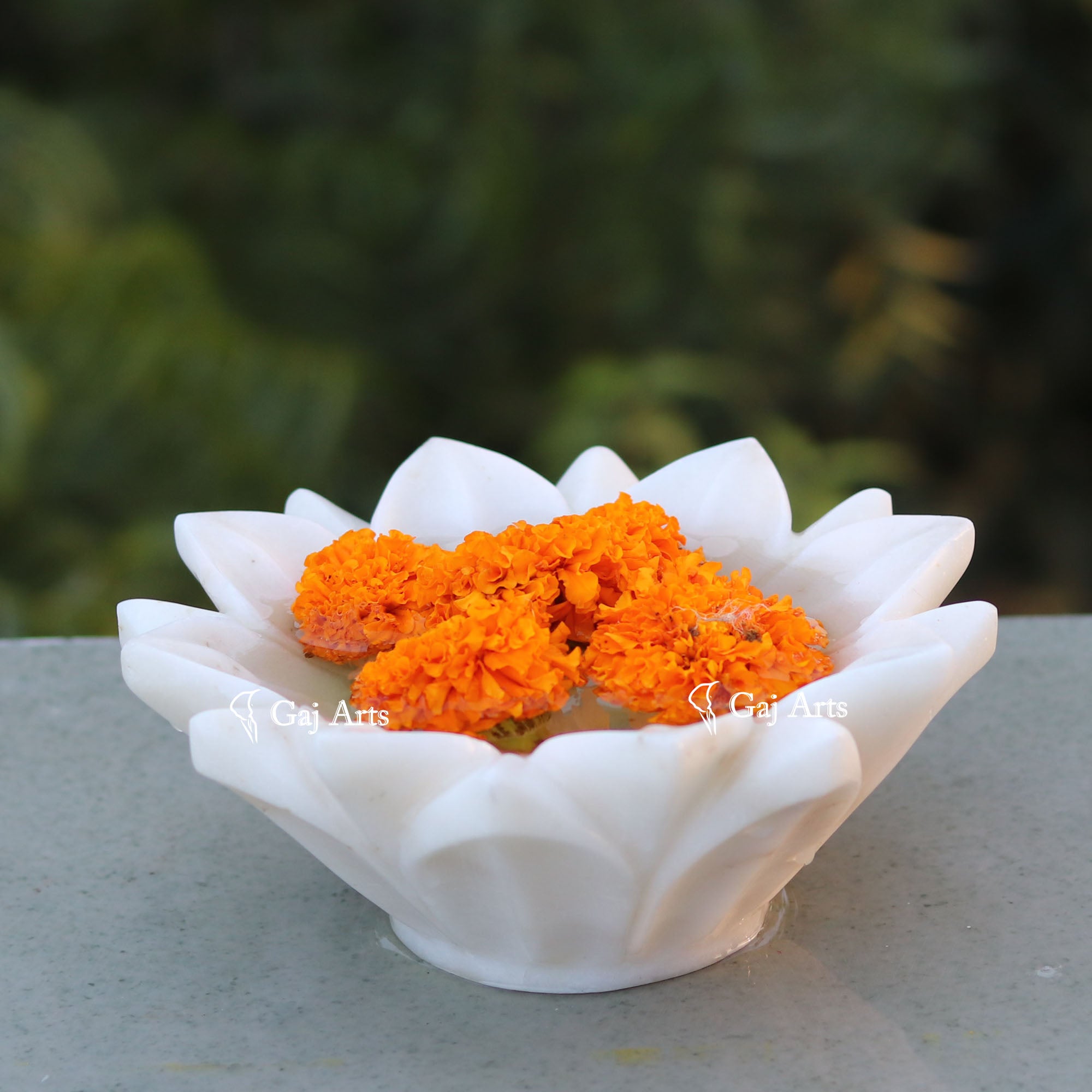 White Marble Handcrafted Flower Bowl | 7 Inch