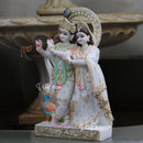White Marble Ethiopia Radha Krishna Jodi Idol | 24 Inch