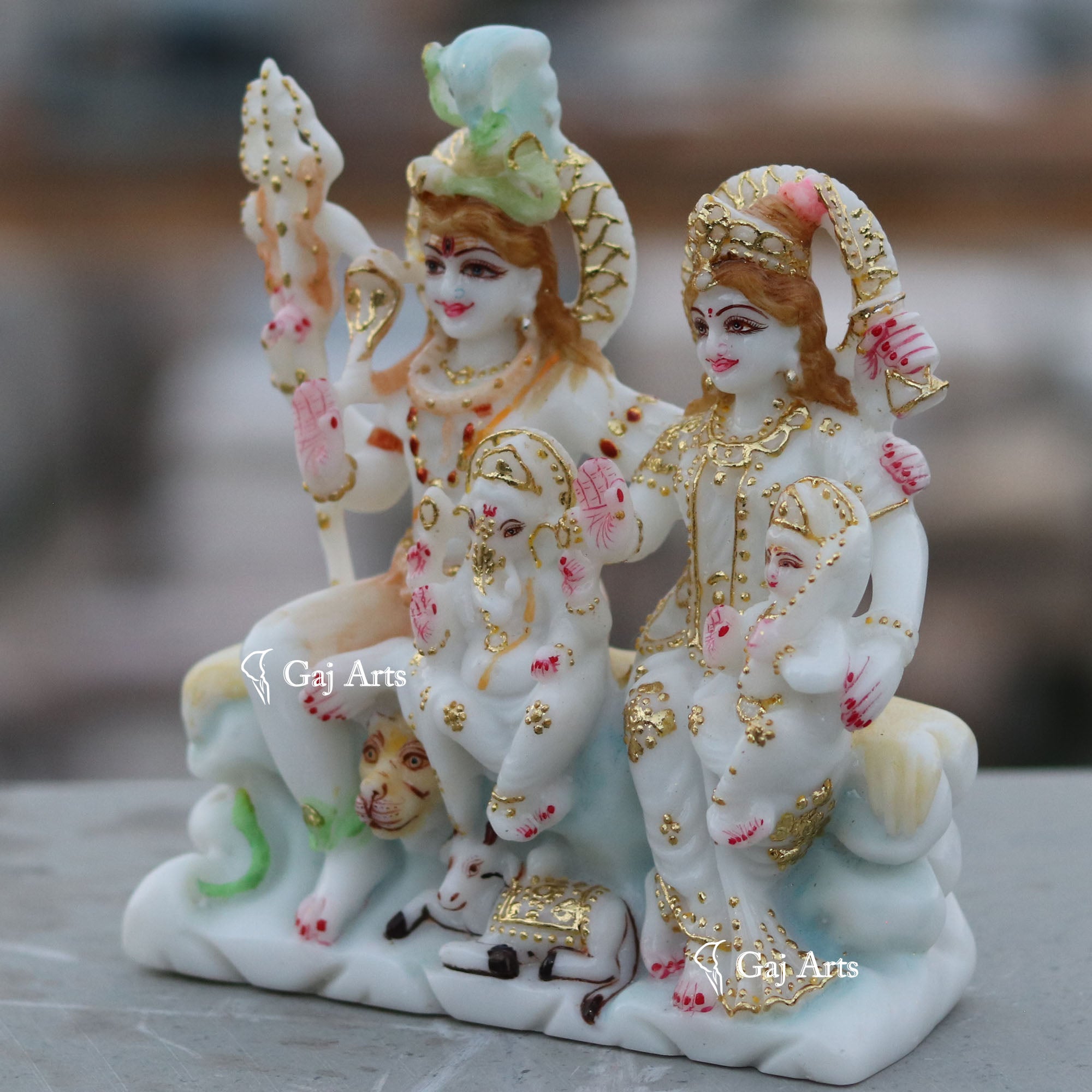 White Marble Shiv Parivar Statue | 7 Inch