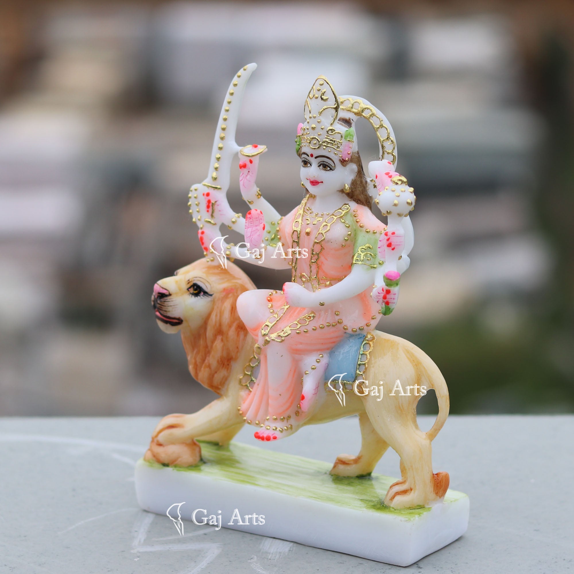 White Marble Durga Maa Idol | 7 Inch