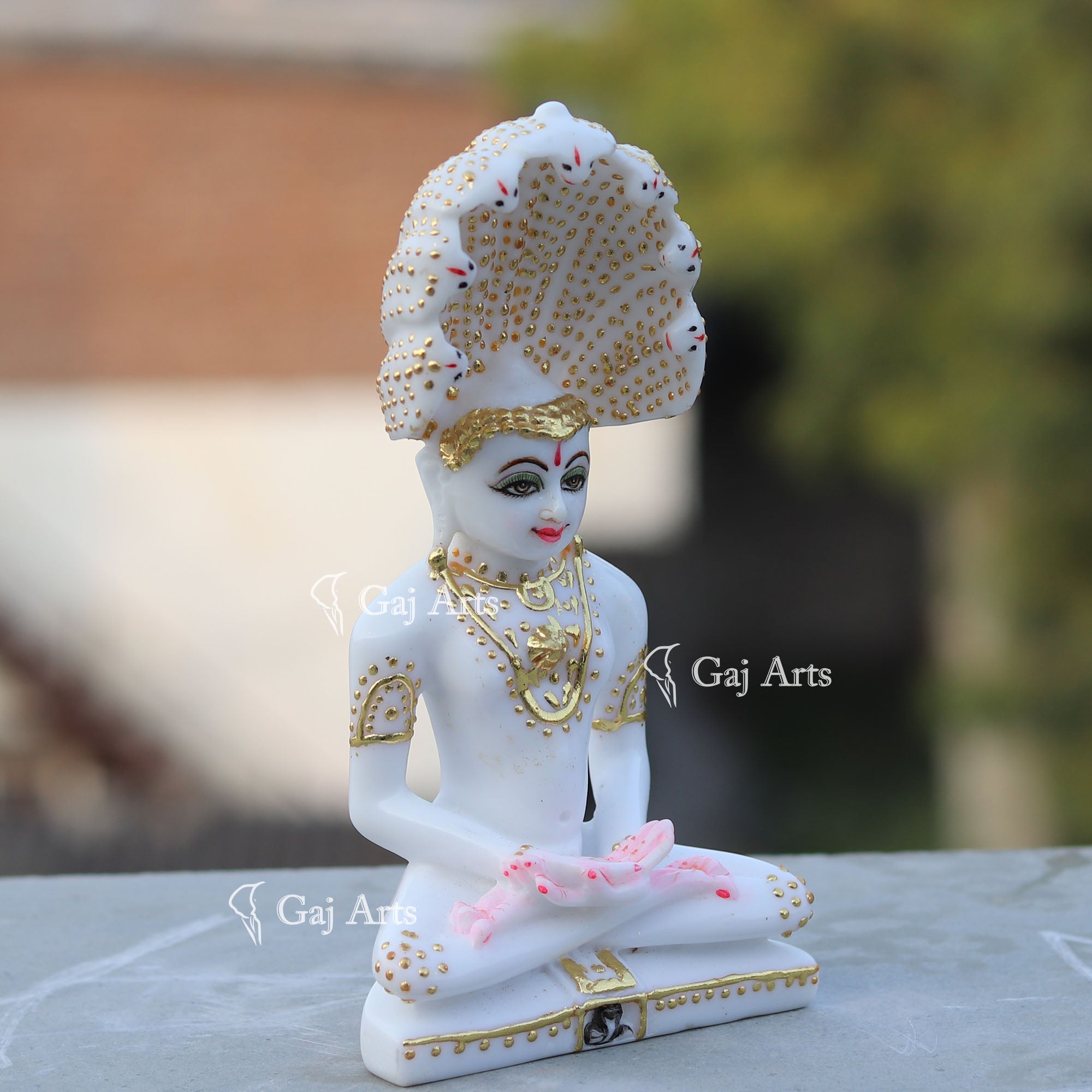 White Marble Ethiopia Parshwanath Idol | 7 Inch