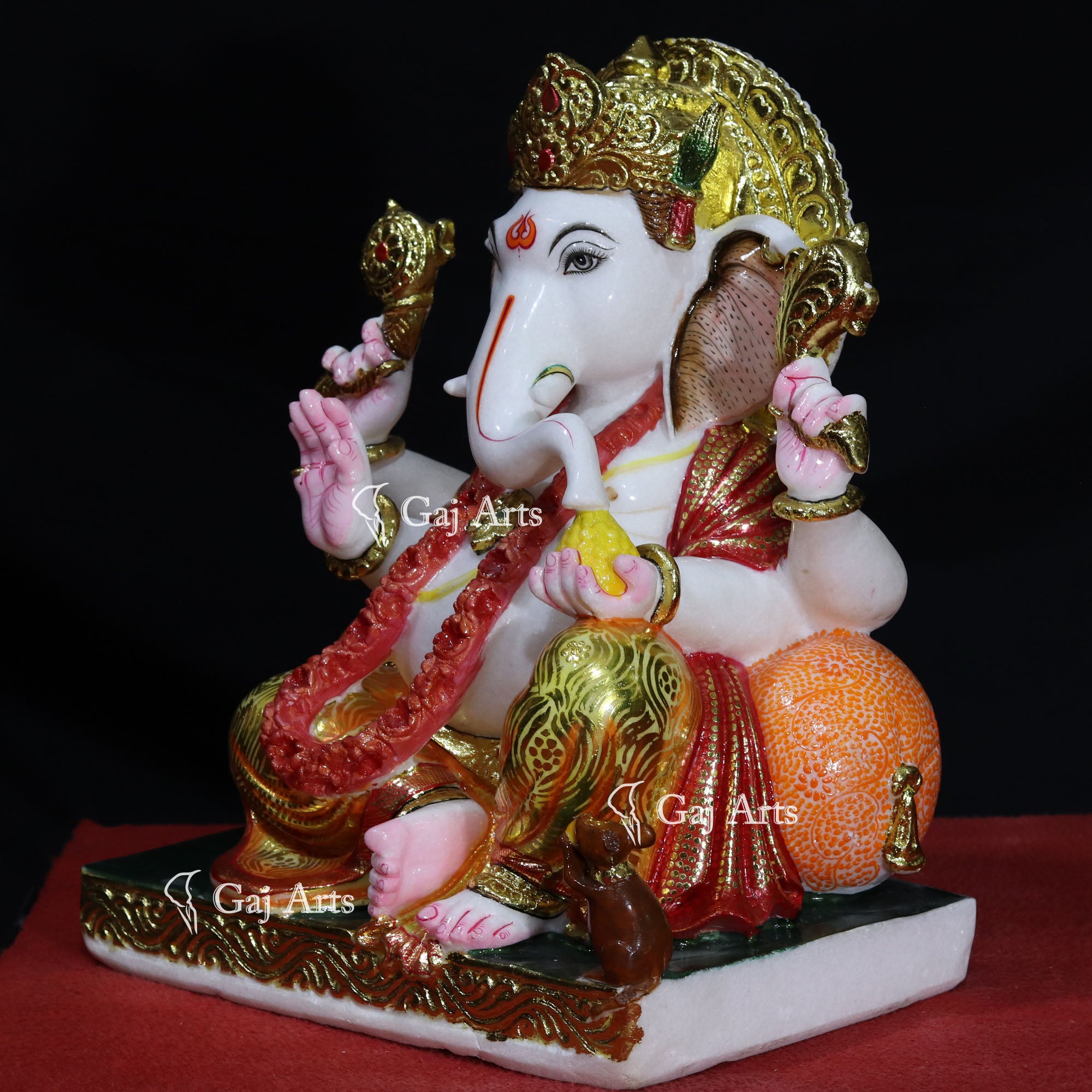 White Makrana Marble Ganesh Statue | 18 Inch