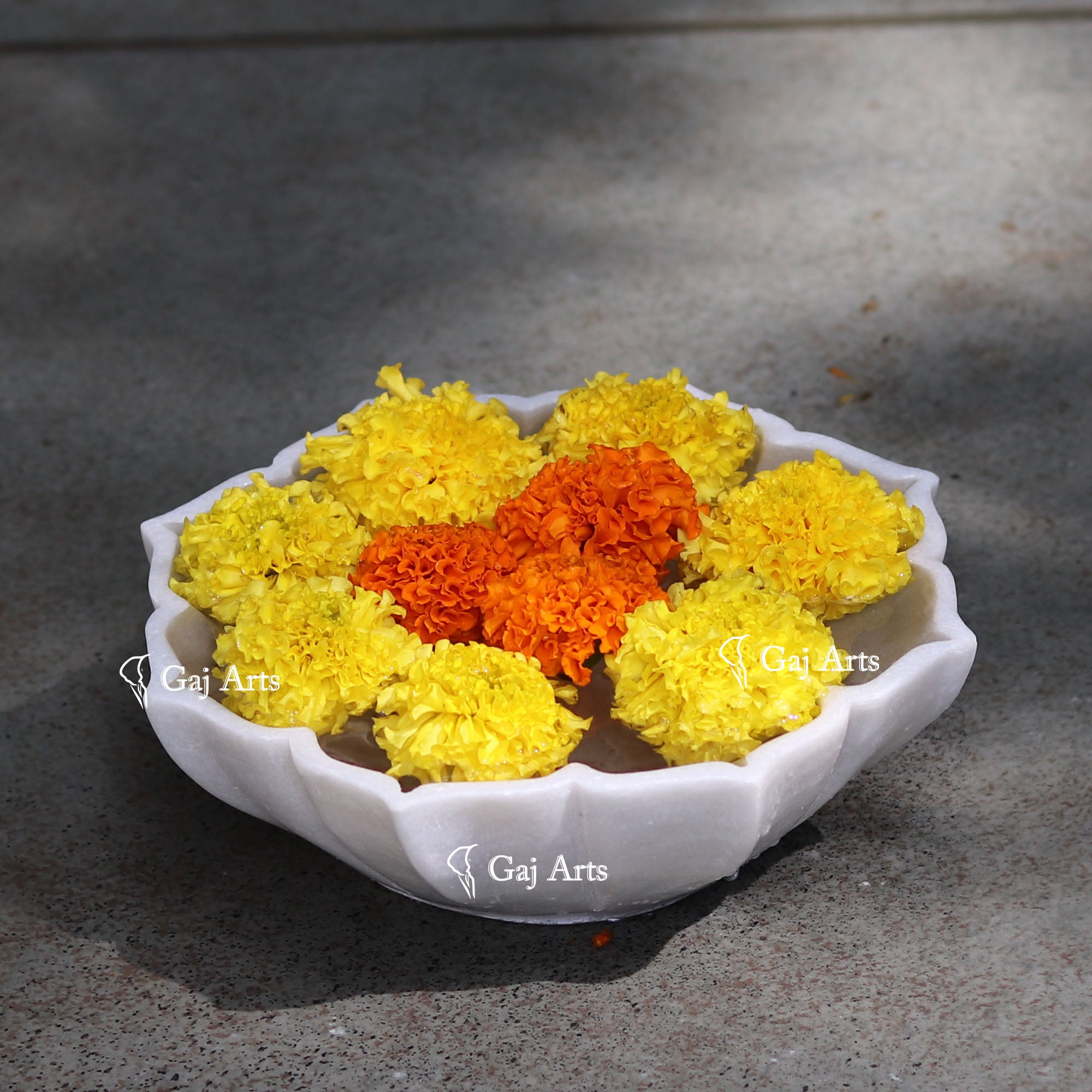 White Marble Flower Bowl | 8 Inch