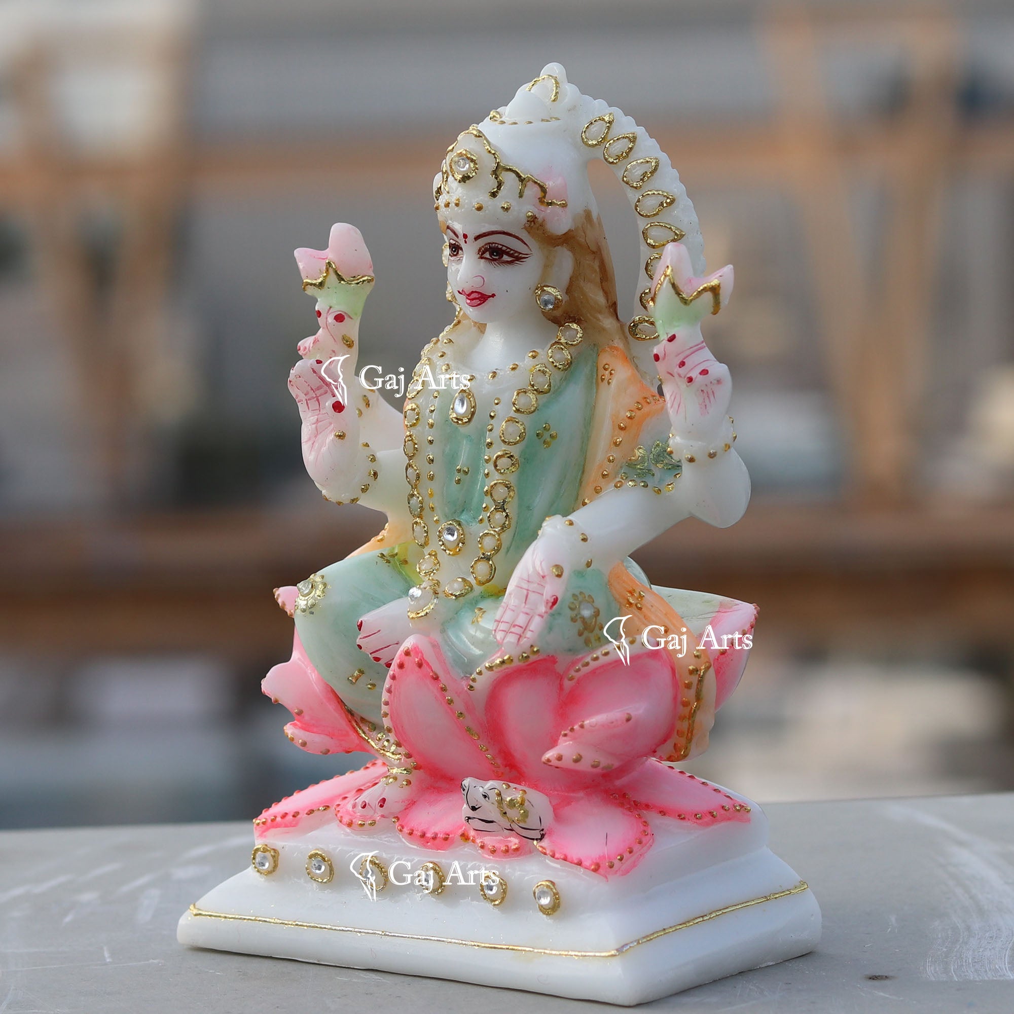 White Marble Lakshmi Mata Murti | 6 Inch