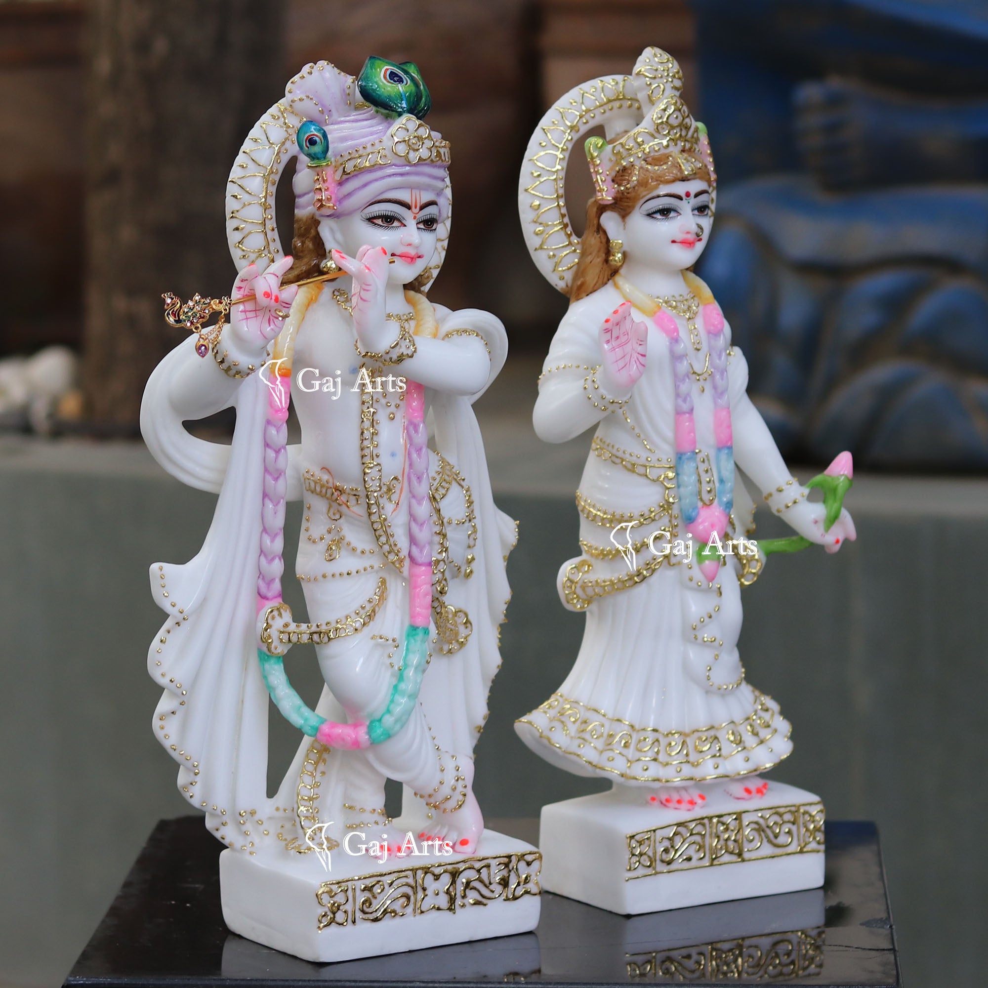 White Marble Ethiopia Radha Krishna Murti | 18 Inch