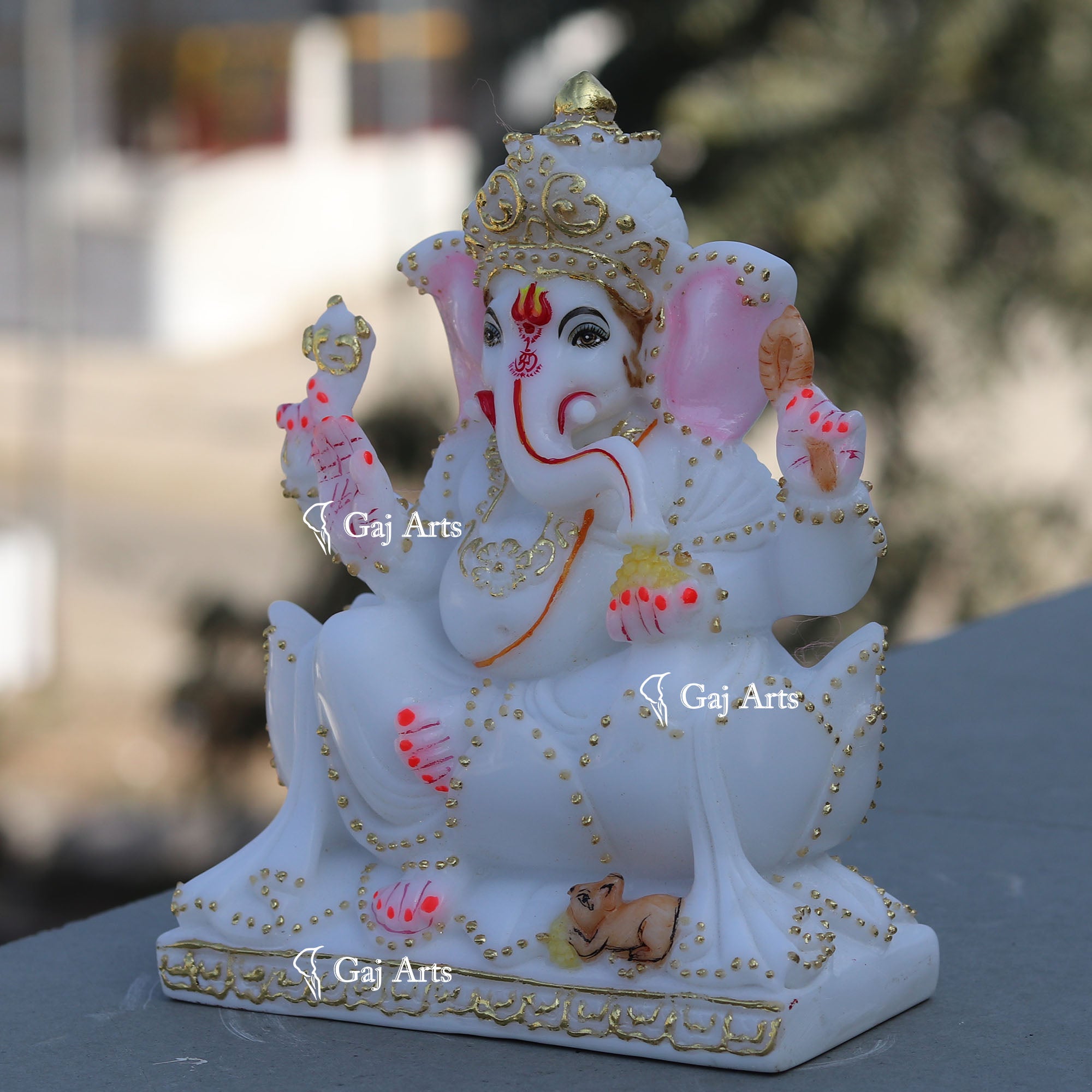 Handcrafted Marble Ganpati Statue | 7 Inch