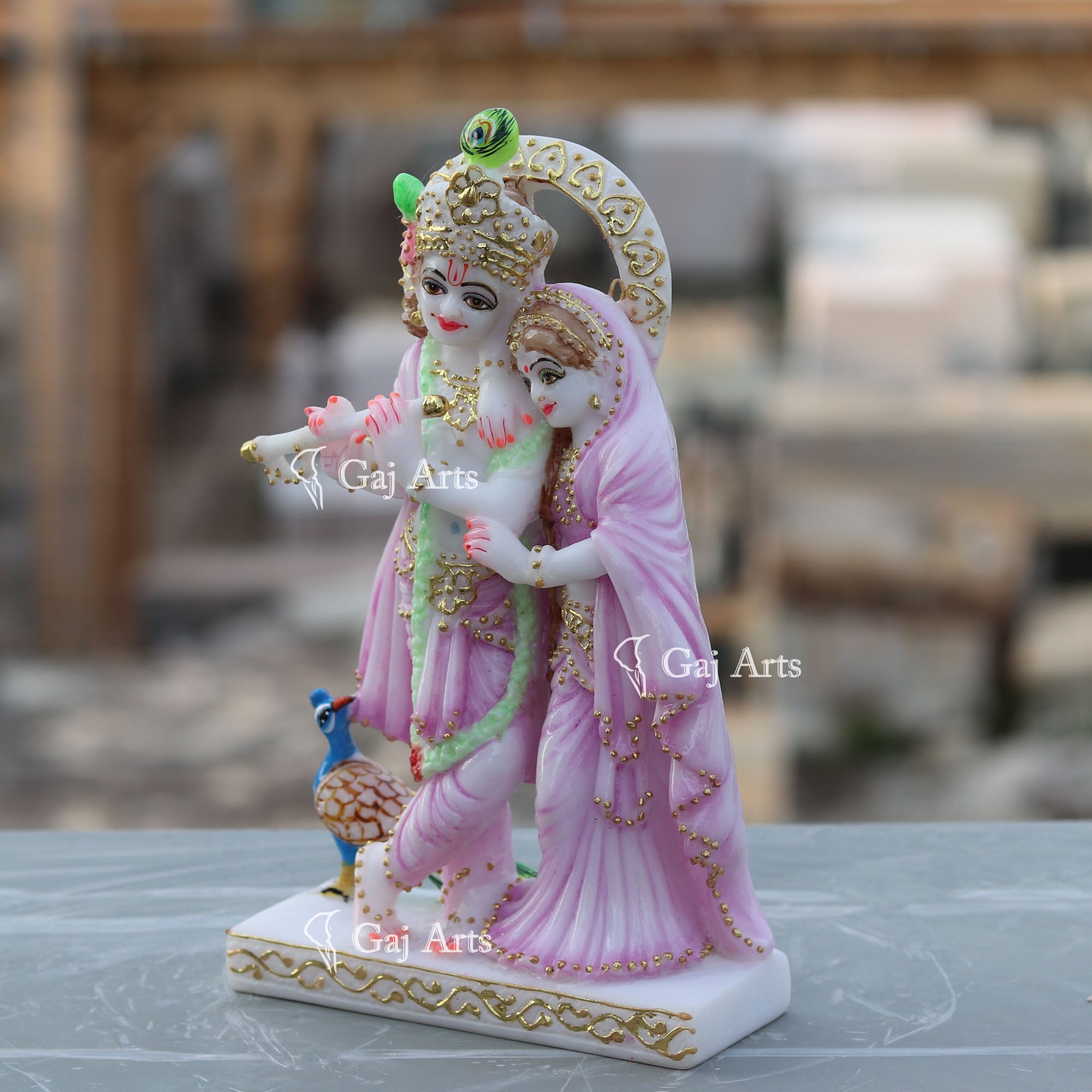White Marble Ethiopia Radha Krishna Jodi | 9 Inch