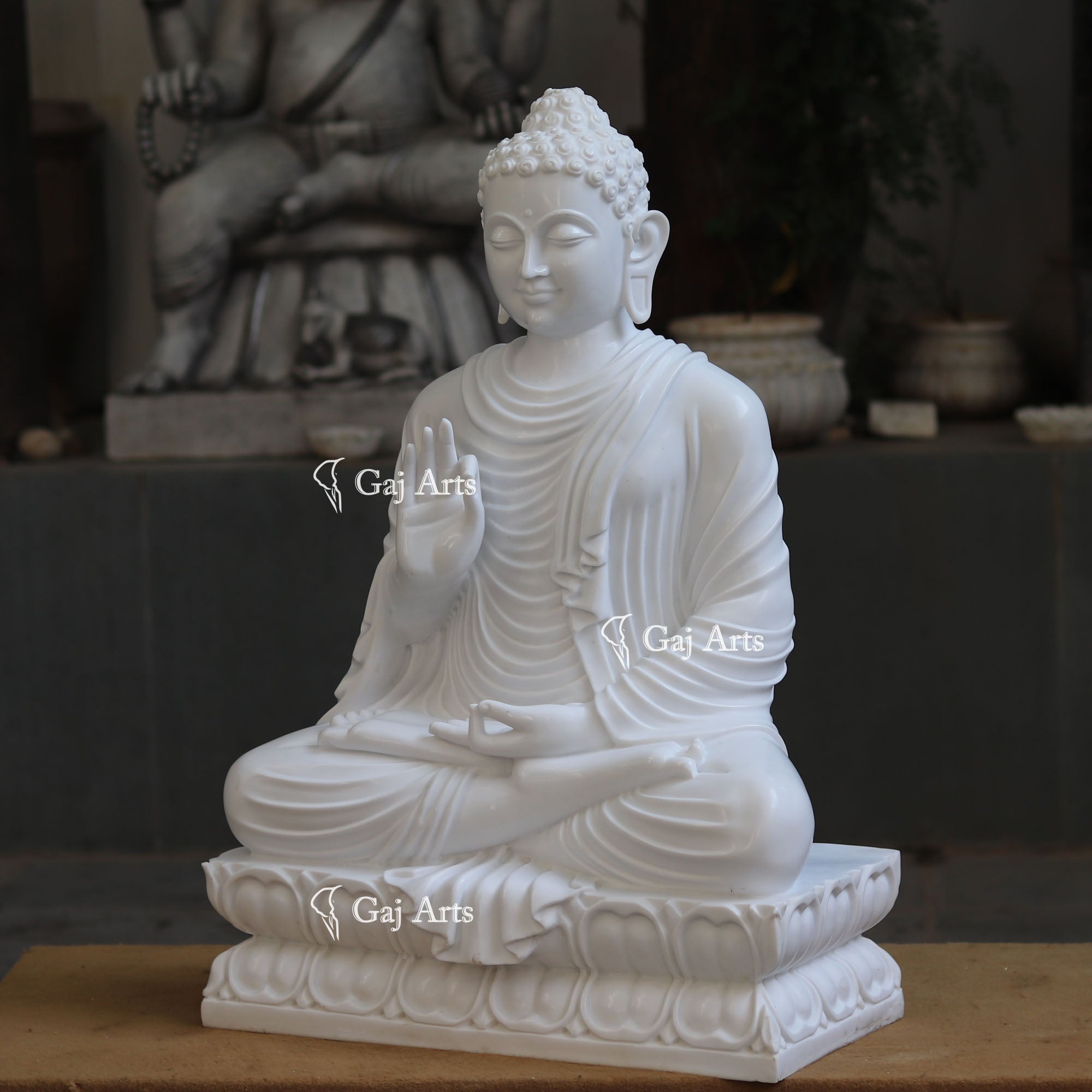 White Marble Buddha Statue | 36 Inch