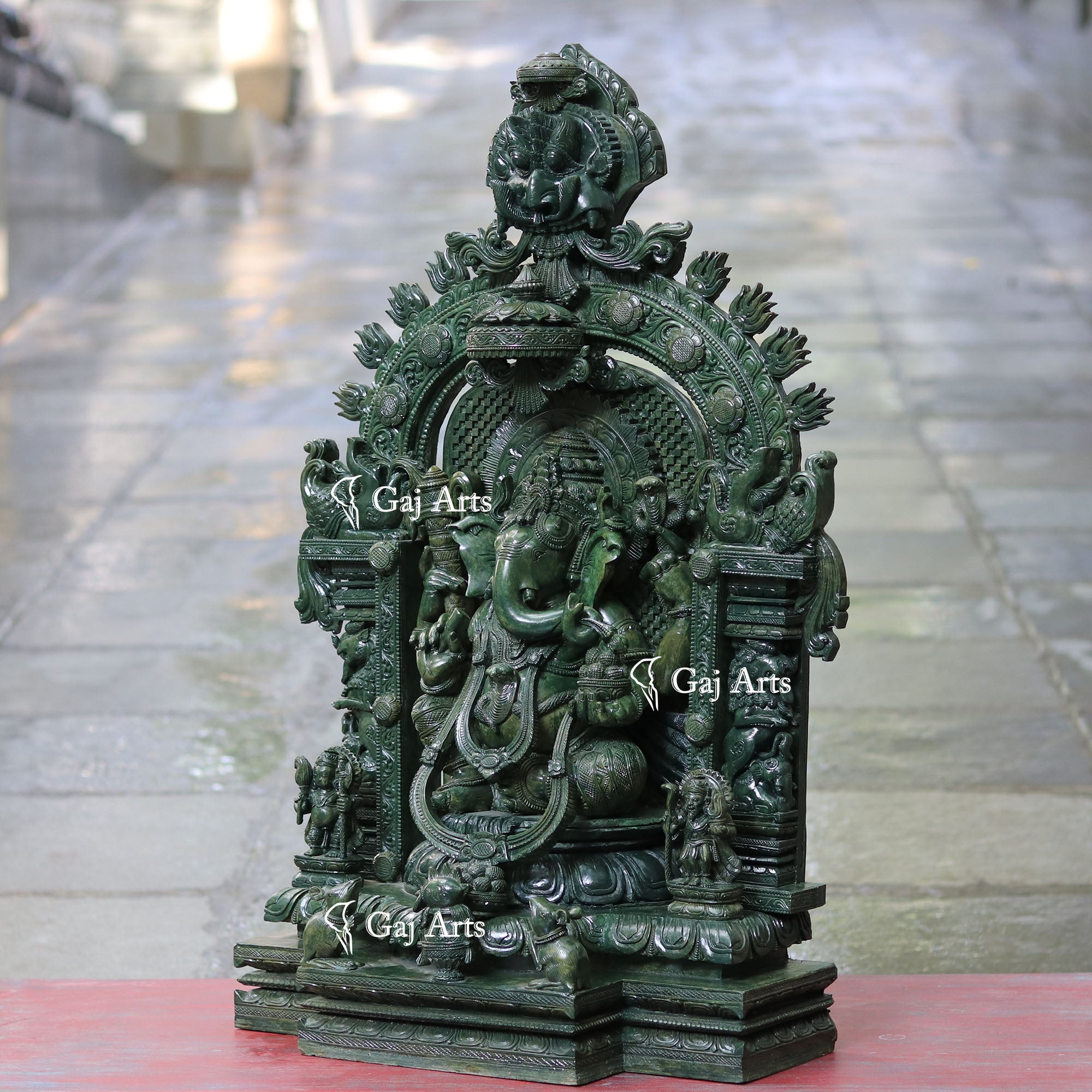Natural Green Quartz Ganesh Murti | 36 Inch