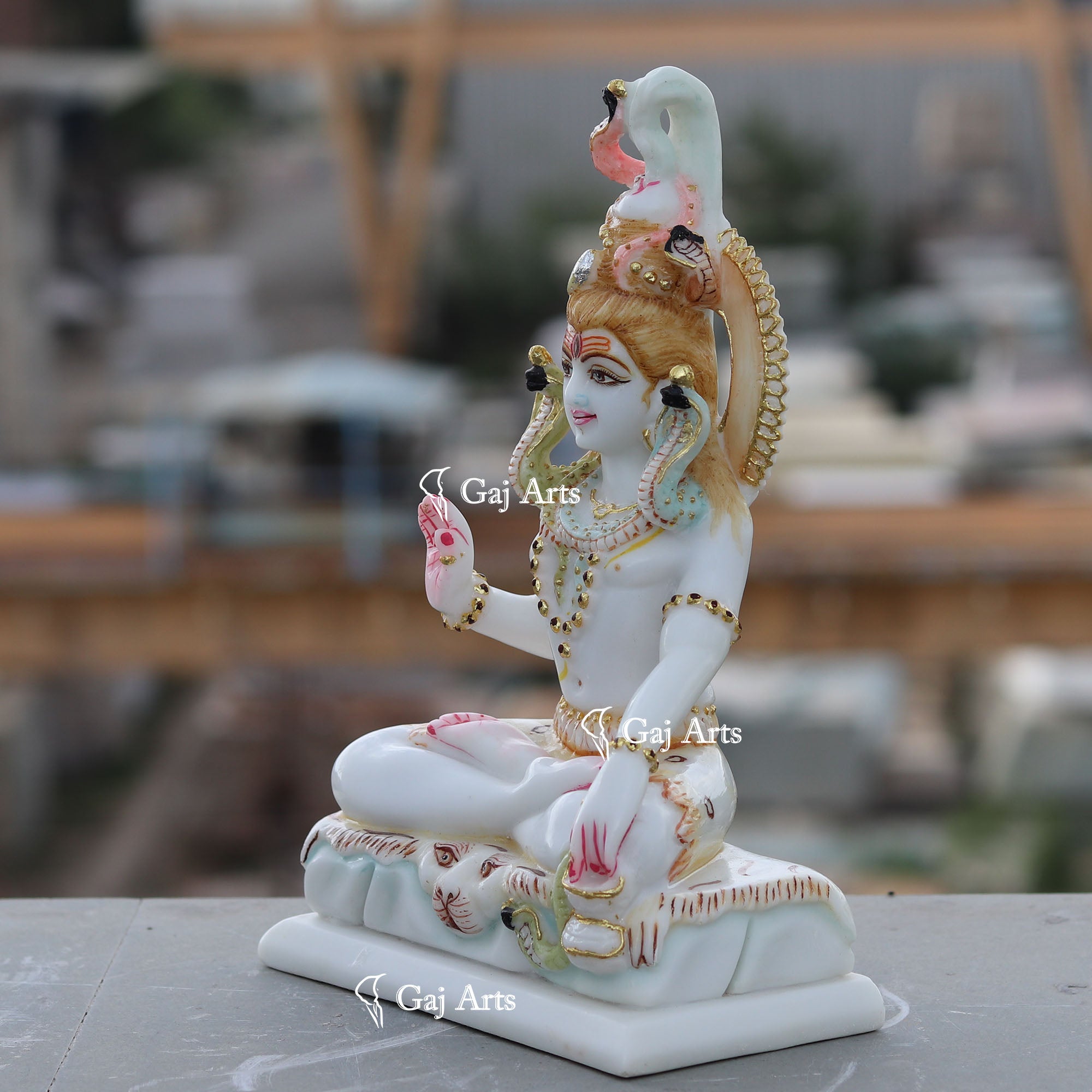 White Ethiopia  Marble Lord Shiva Statue | 10 Inch