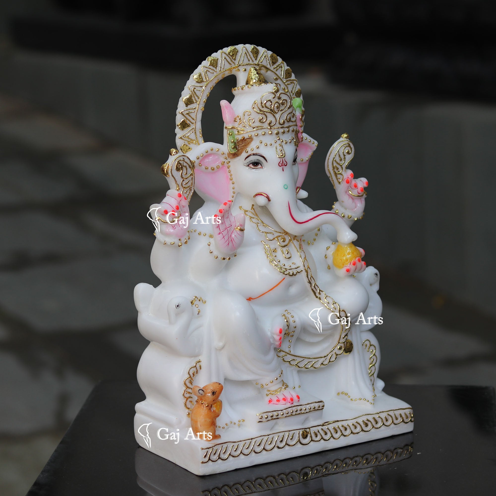White Marble Ethiopia Ganesh Idol | 15 Inch