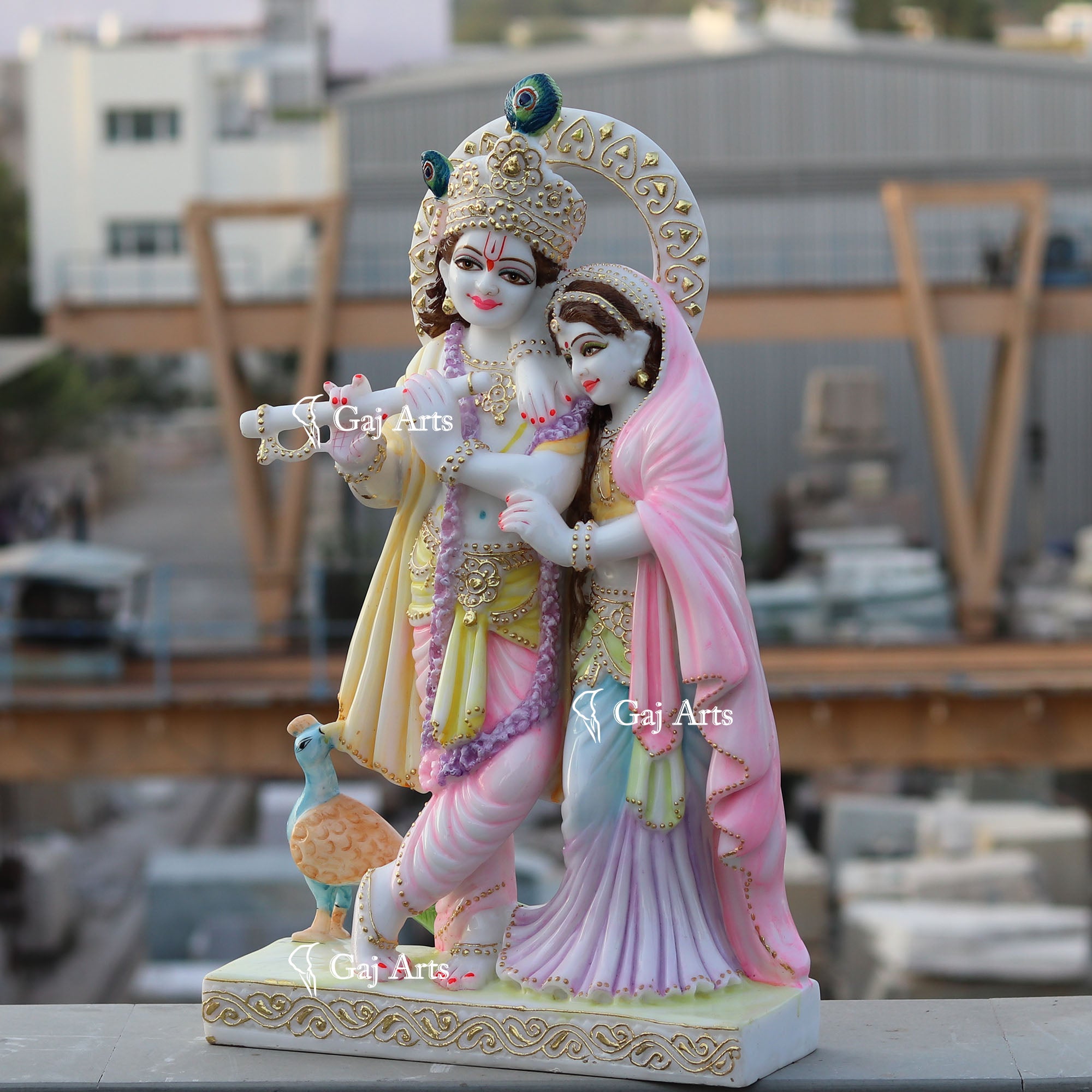 White Marble Ethiopia Radha Krishna Idol | 24 Inch