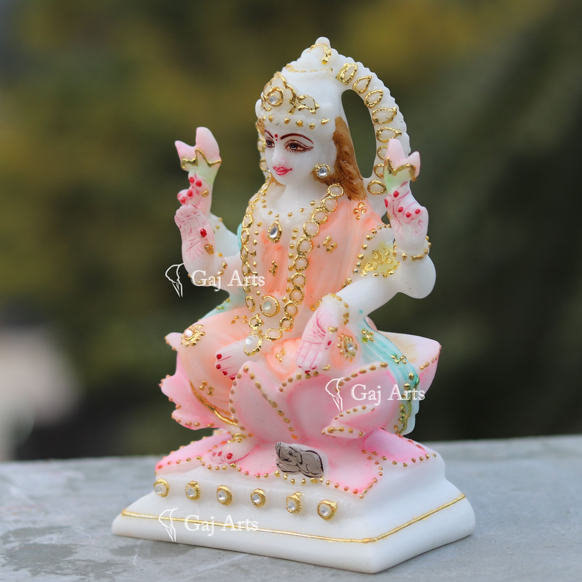 White Marble Lakshmi Mata Idol | 6 Inch