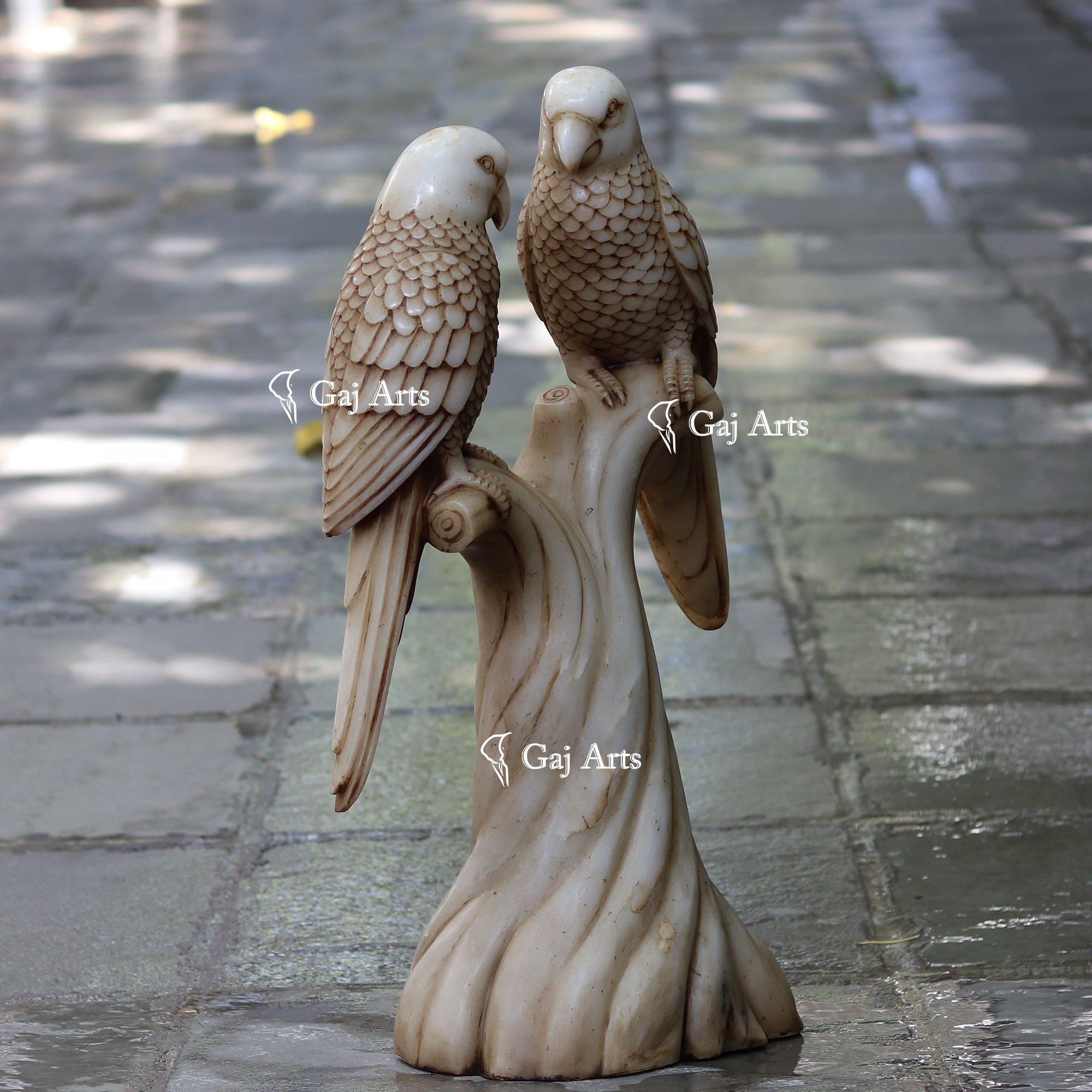 White Marble Parrots| 30 Inch
