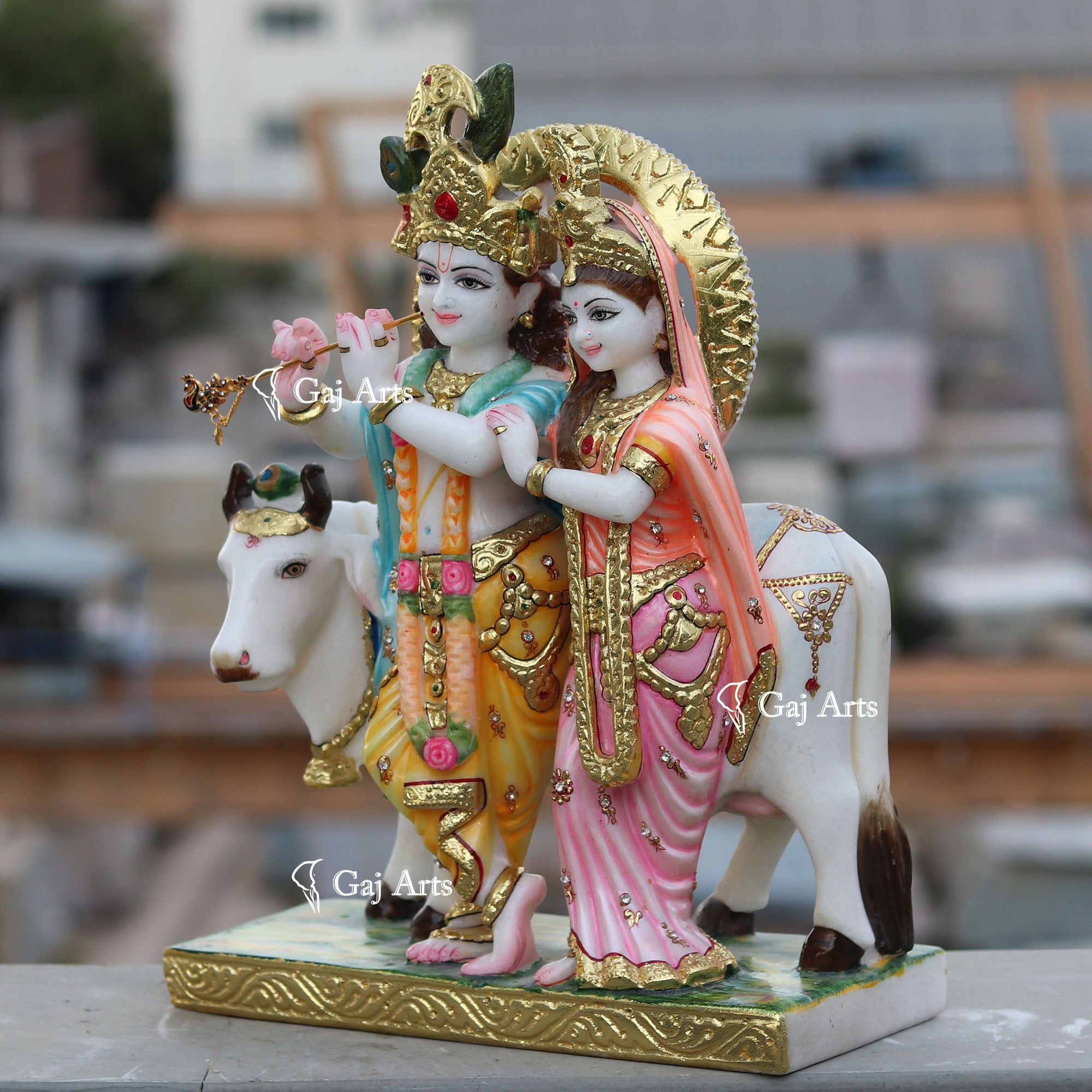 Super White Makrana Marble Radha Krishna Jugal Jodi Idol | 18 Inch