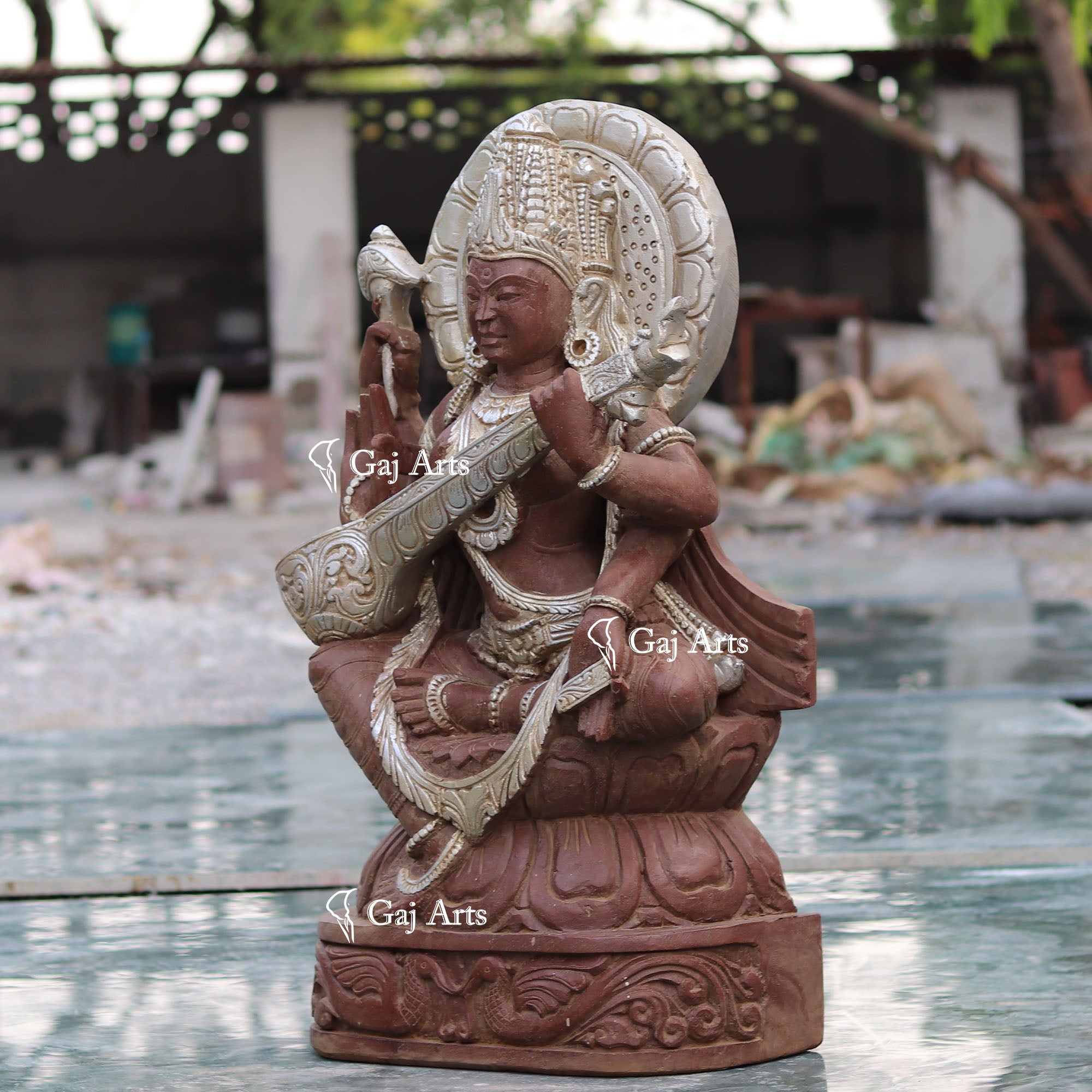 Sandstone Saraswati Mata Statue | 36 Inch