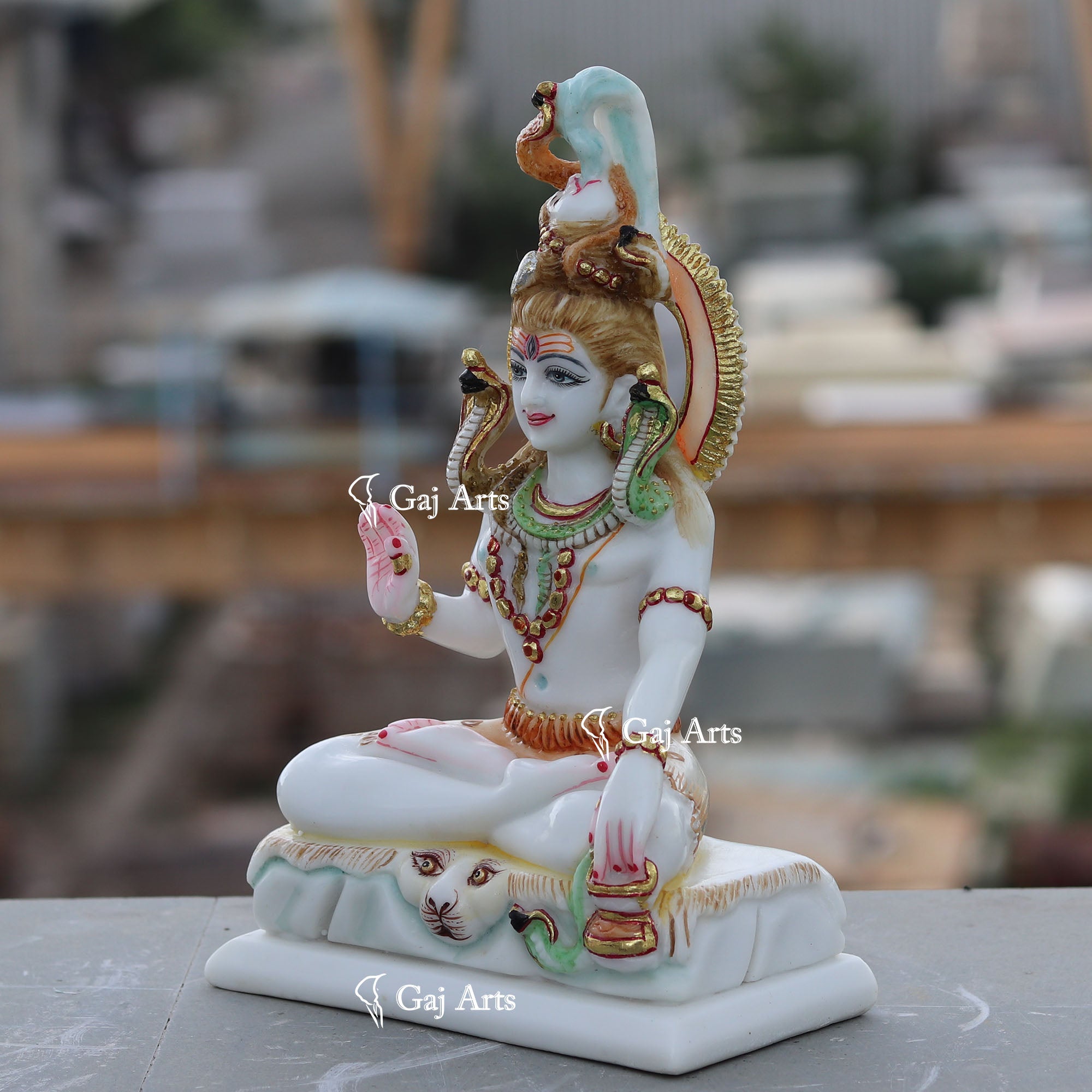 White Ethiopia  Marble Lord Shiva Statue | 10 Inch