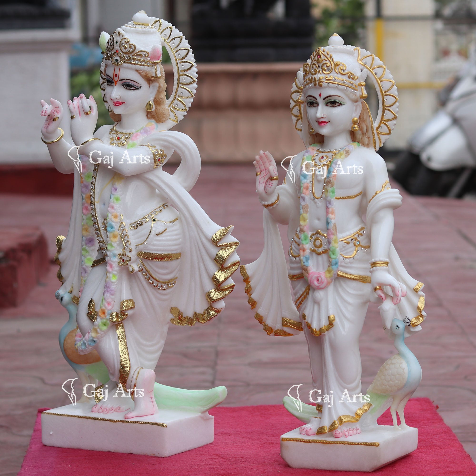 Super White Makrana Marble Radha Krishna Idol | 24 Inch