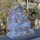 White Marble Ethiopia Ganesh Idol | 15 Inch