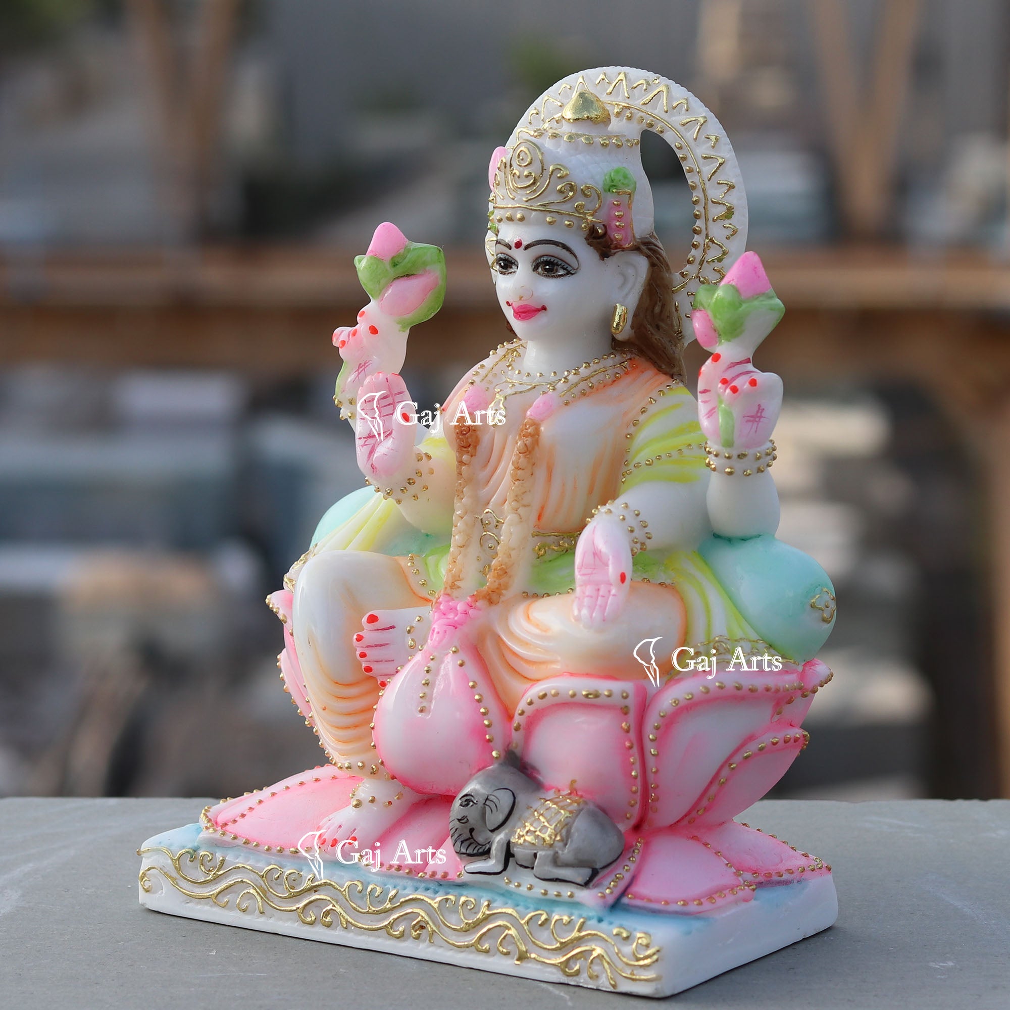 White Marble Lakshmi Mata Statue | 9 Inch