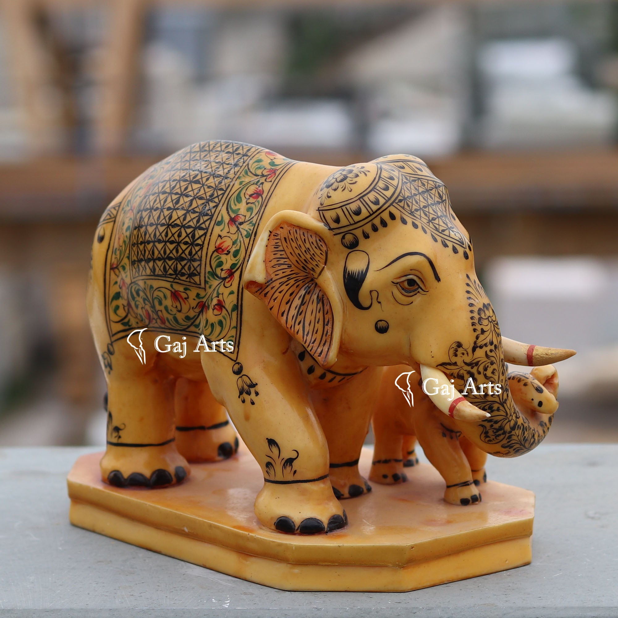 Marble Powder Elephant Statue | 8 Inch