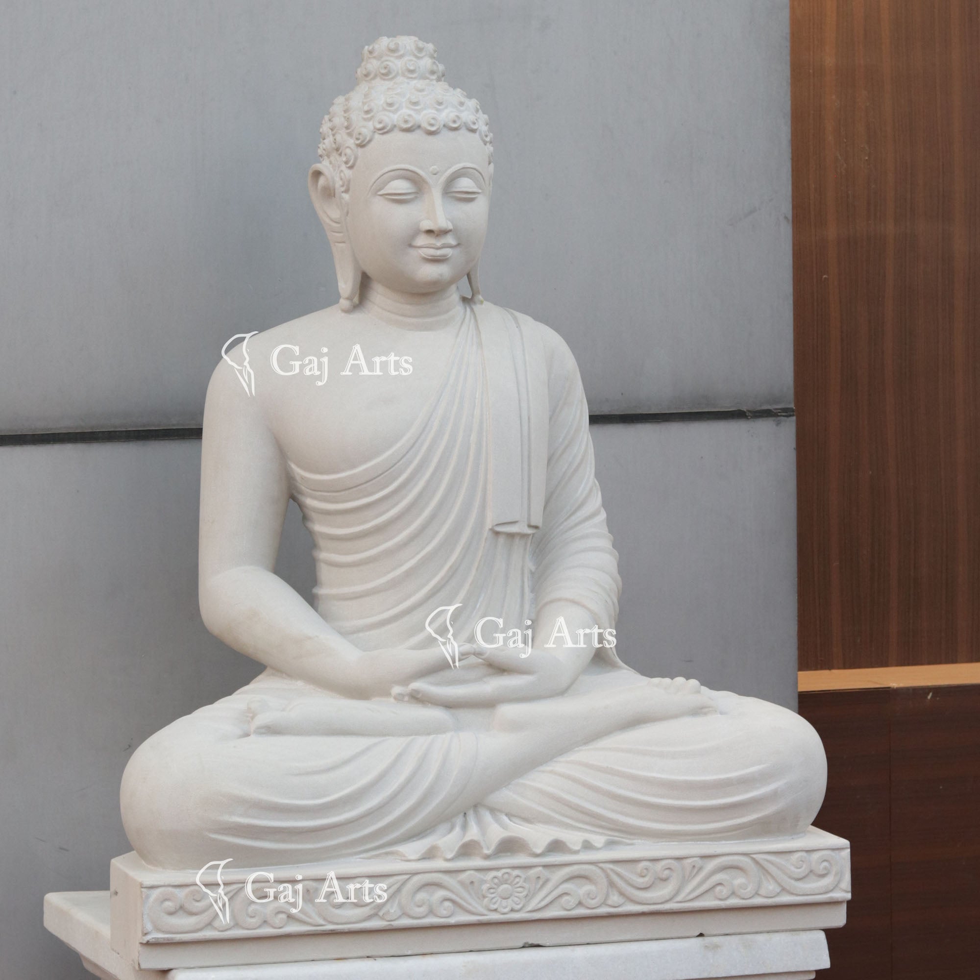Sandstone Sitting Buddha Statue | 42 Inch