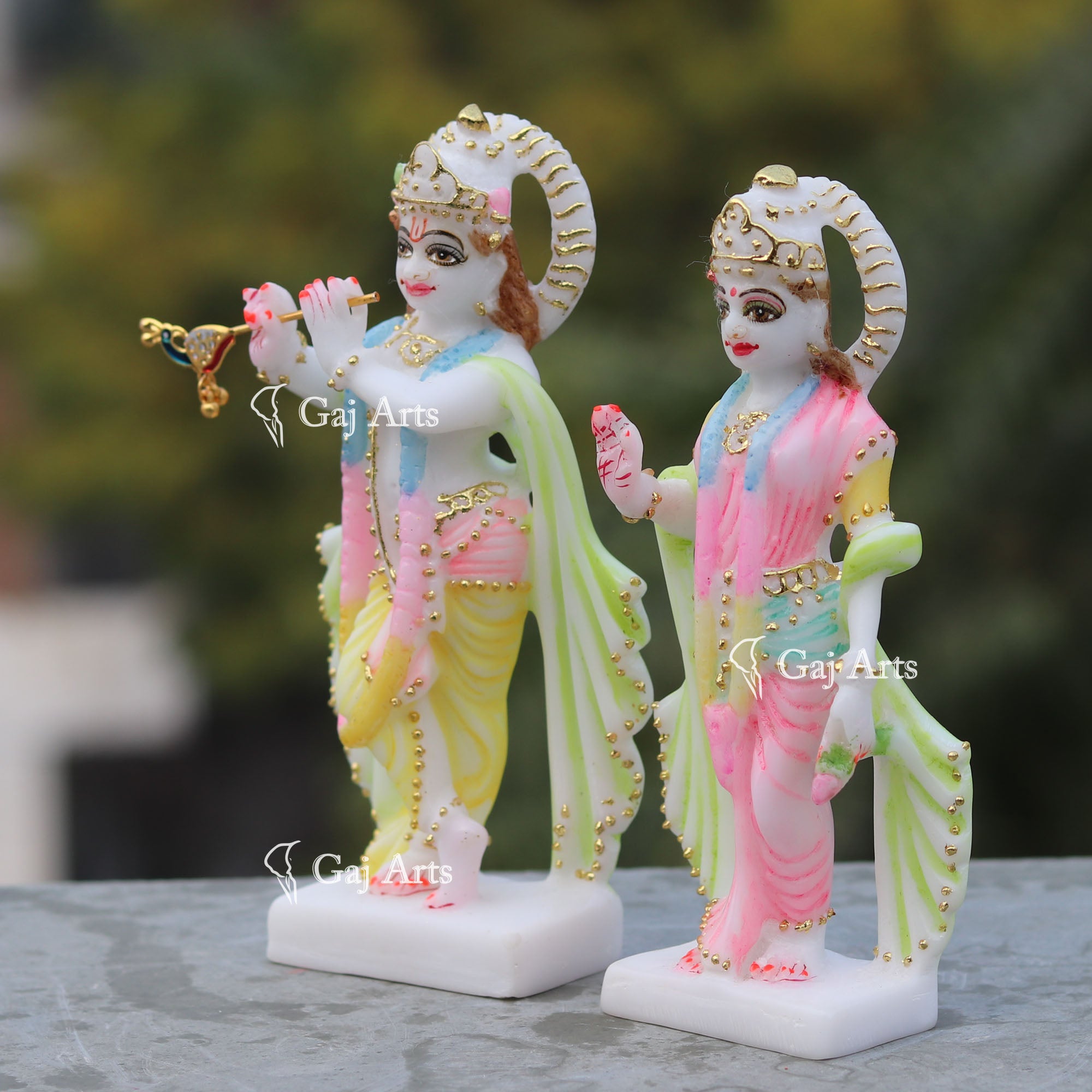 Elegant Marble Radha Krishna Idol | 7 Inch