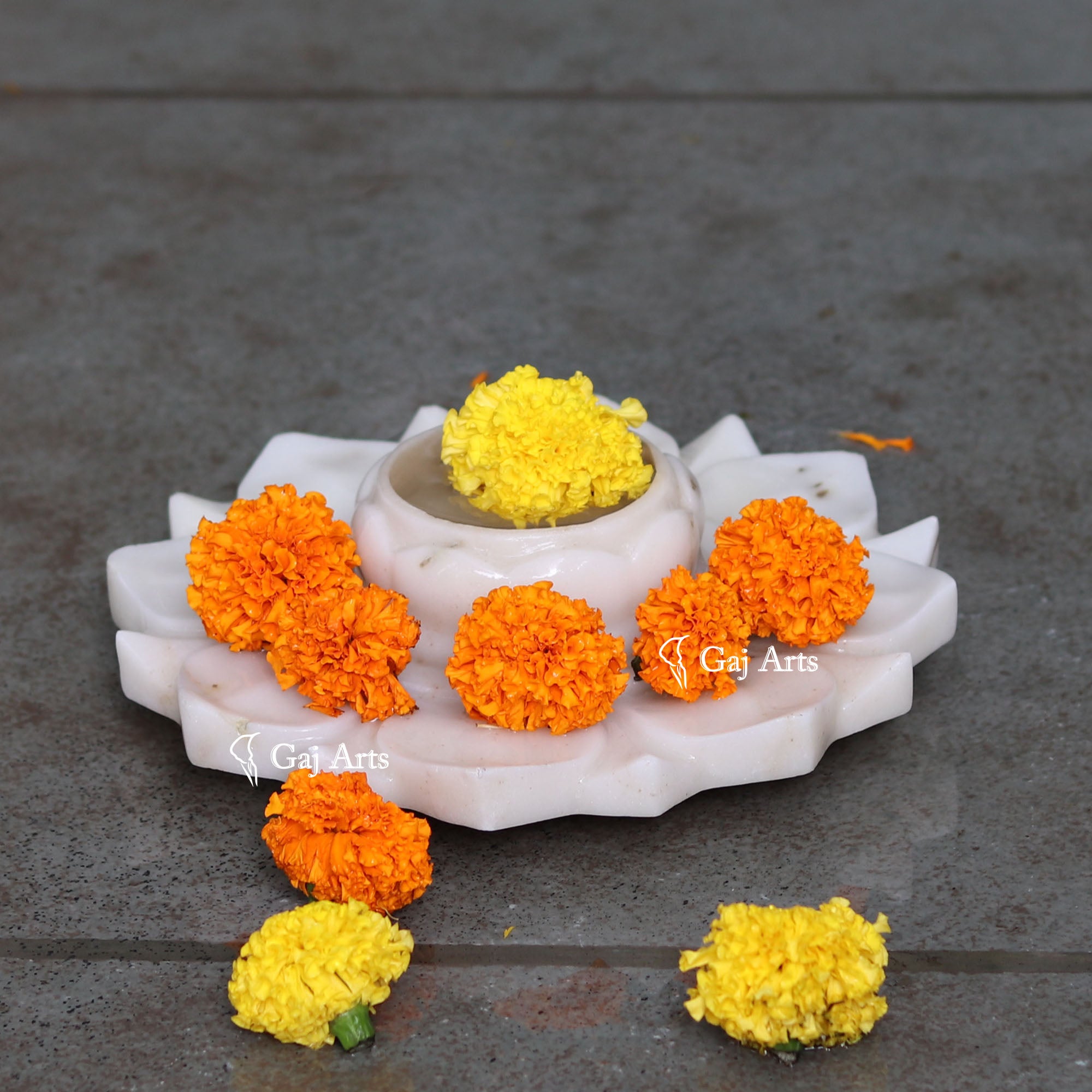 White Marble Decorative Flower Bowl | 9 Inch