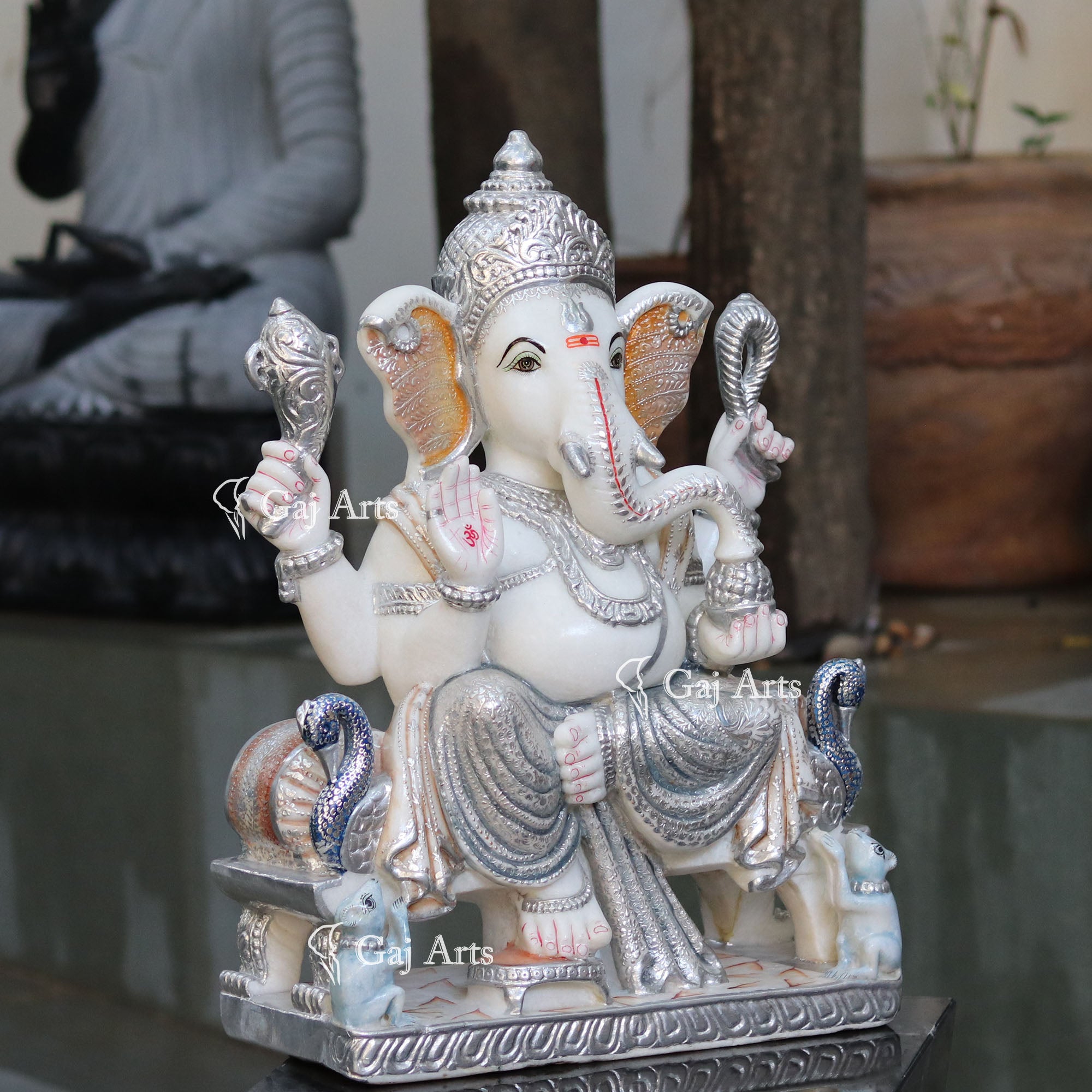 Super White Makrana Marble Ganesh Idol | 24 Inch