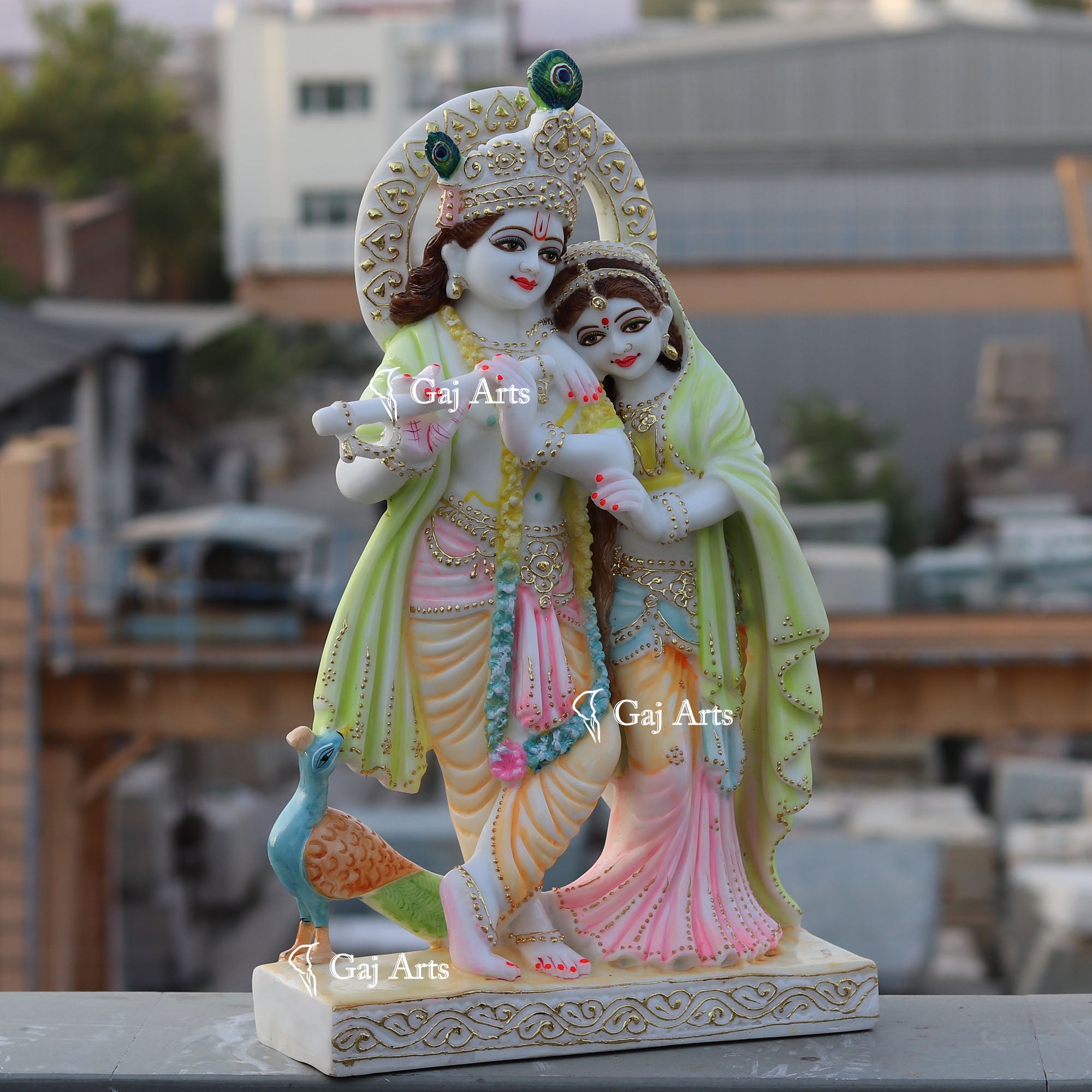 White Marble Ethiopia Radha Krishna Idol | 24 Inch