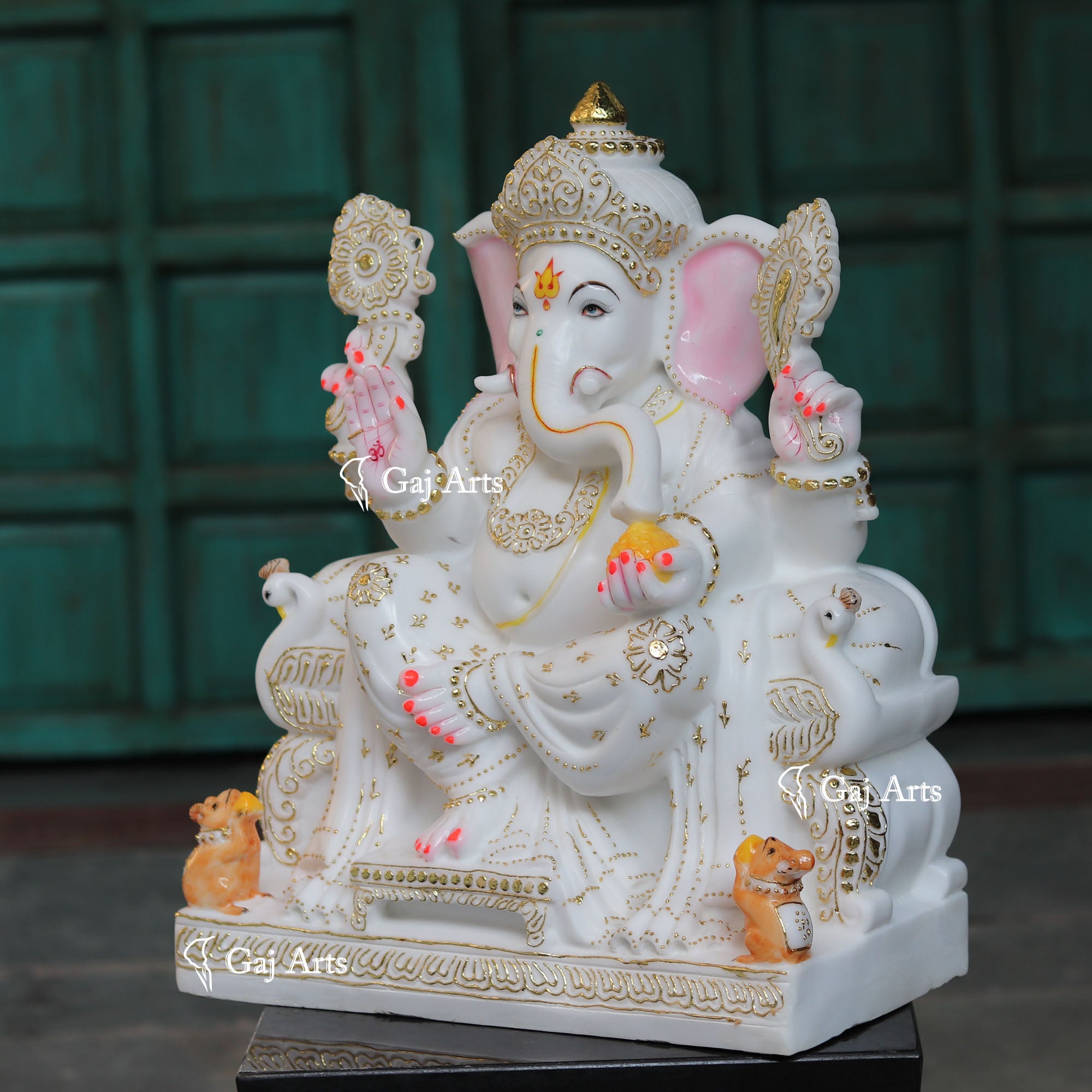 White Marble Ethiopia Ganesh Statue | 24 Inch