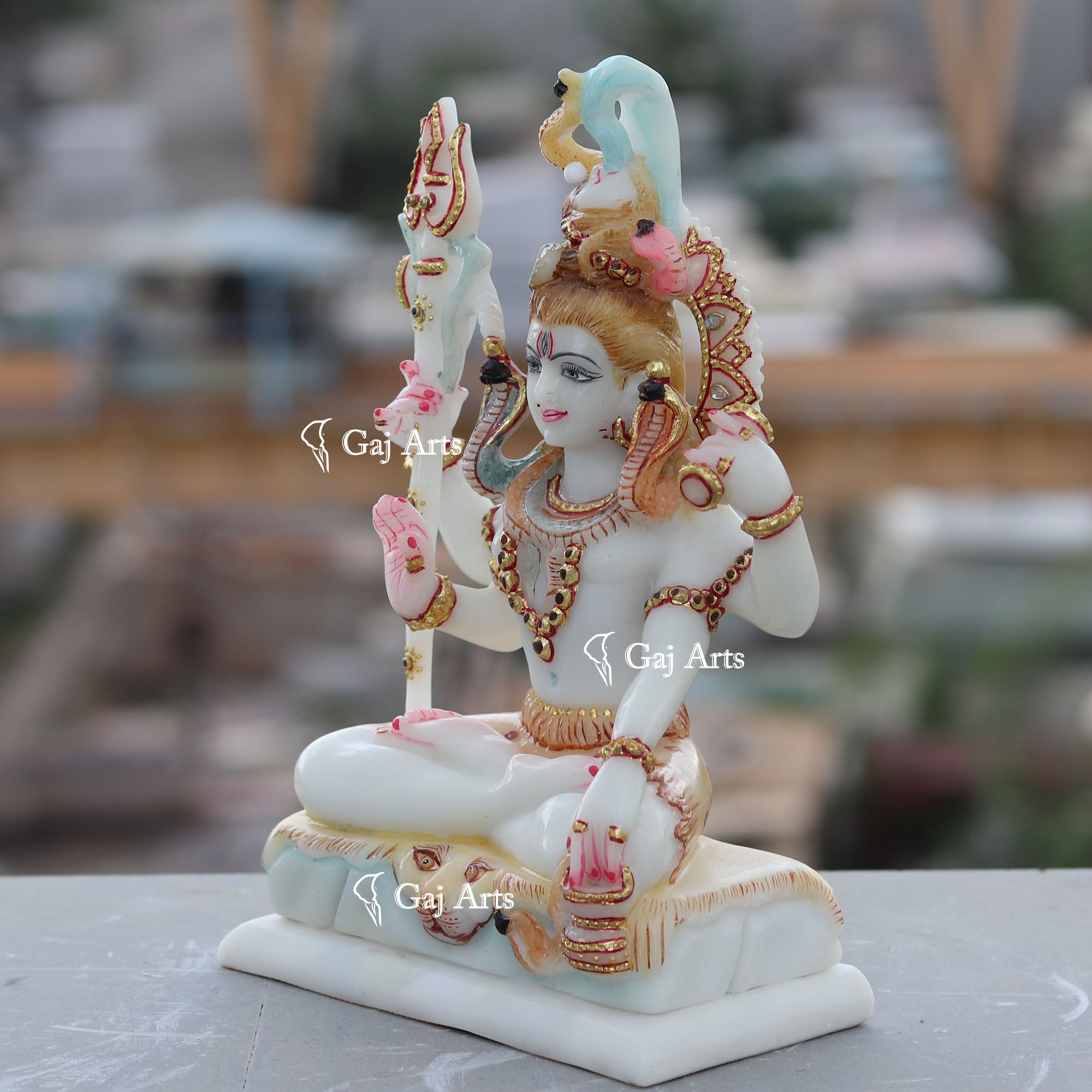White Ethiopia  Marble Lord Shiva Statue | 10 Inch