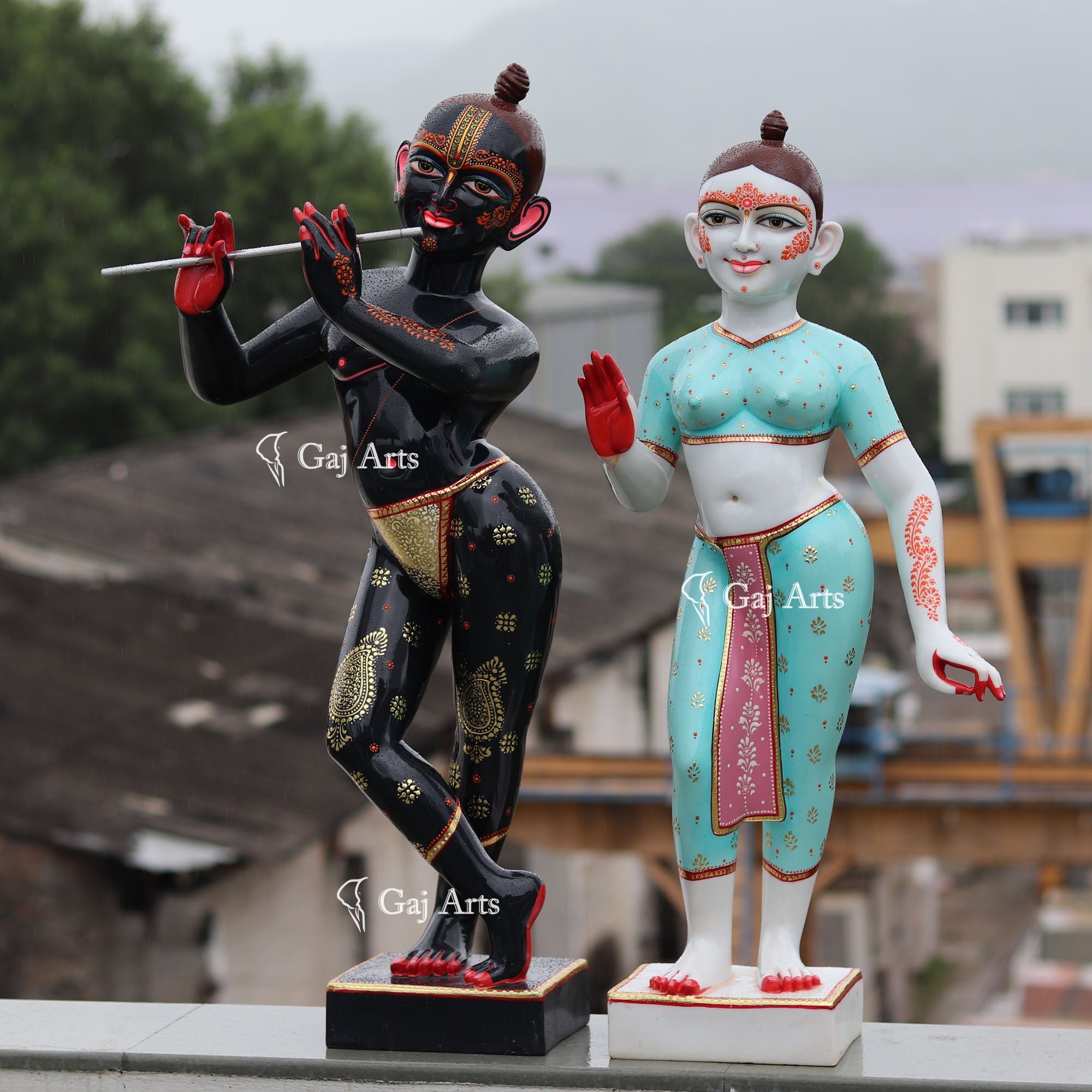 Rajasthan Black Marble Iskon Radha Krishna Idol | 36 Inch