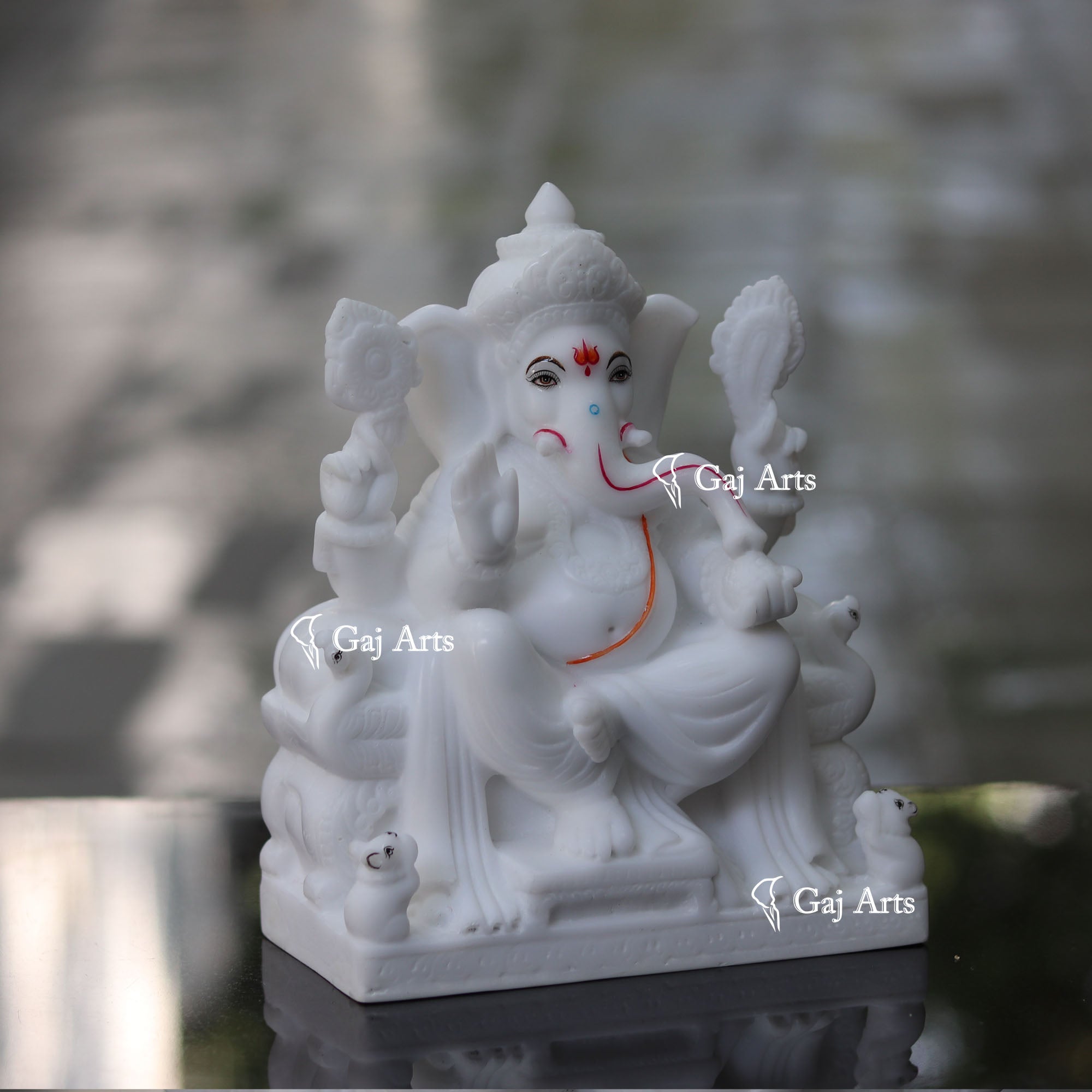 White Marble Ganesh Statue | 9 Inch