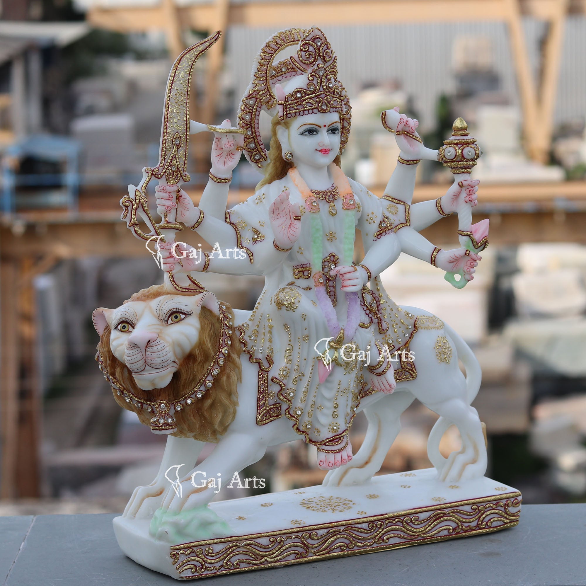 White Marble Durga Mata Idol | 18 Inch