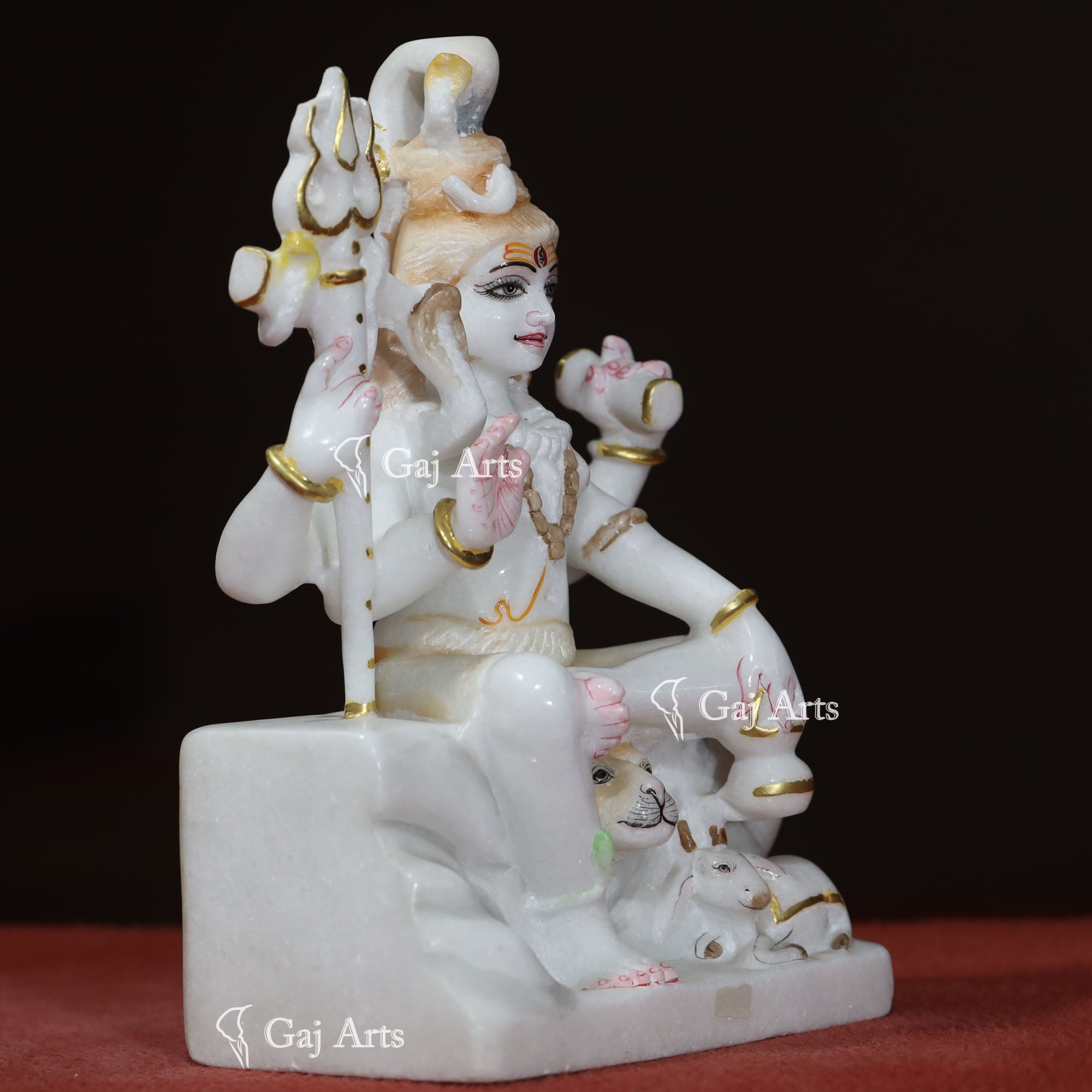 Super White Makrana Marble Lord Shiva Idol | 12 Inch