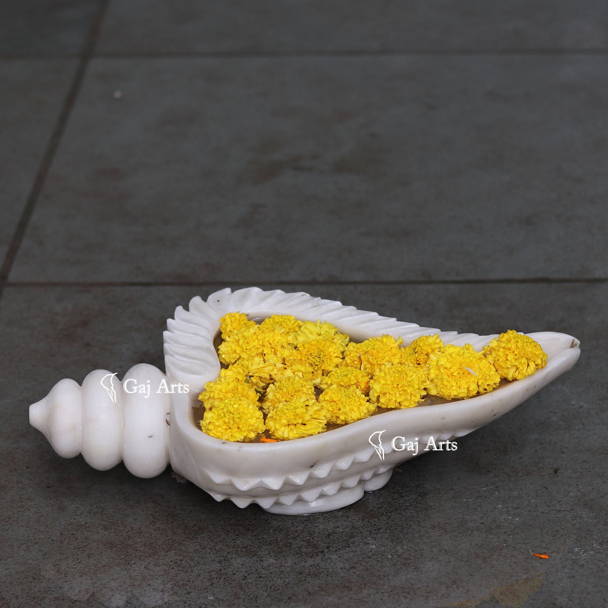 White Marble Royal Floral Bowl | 18 Inch