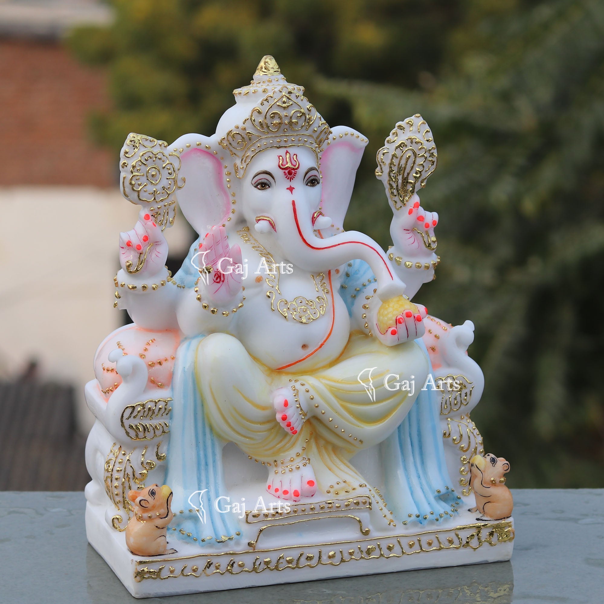 White Marble Ganesh Statue | 12 Inch