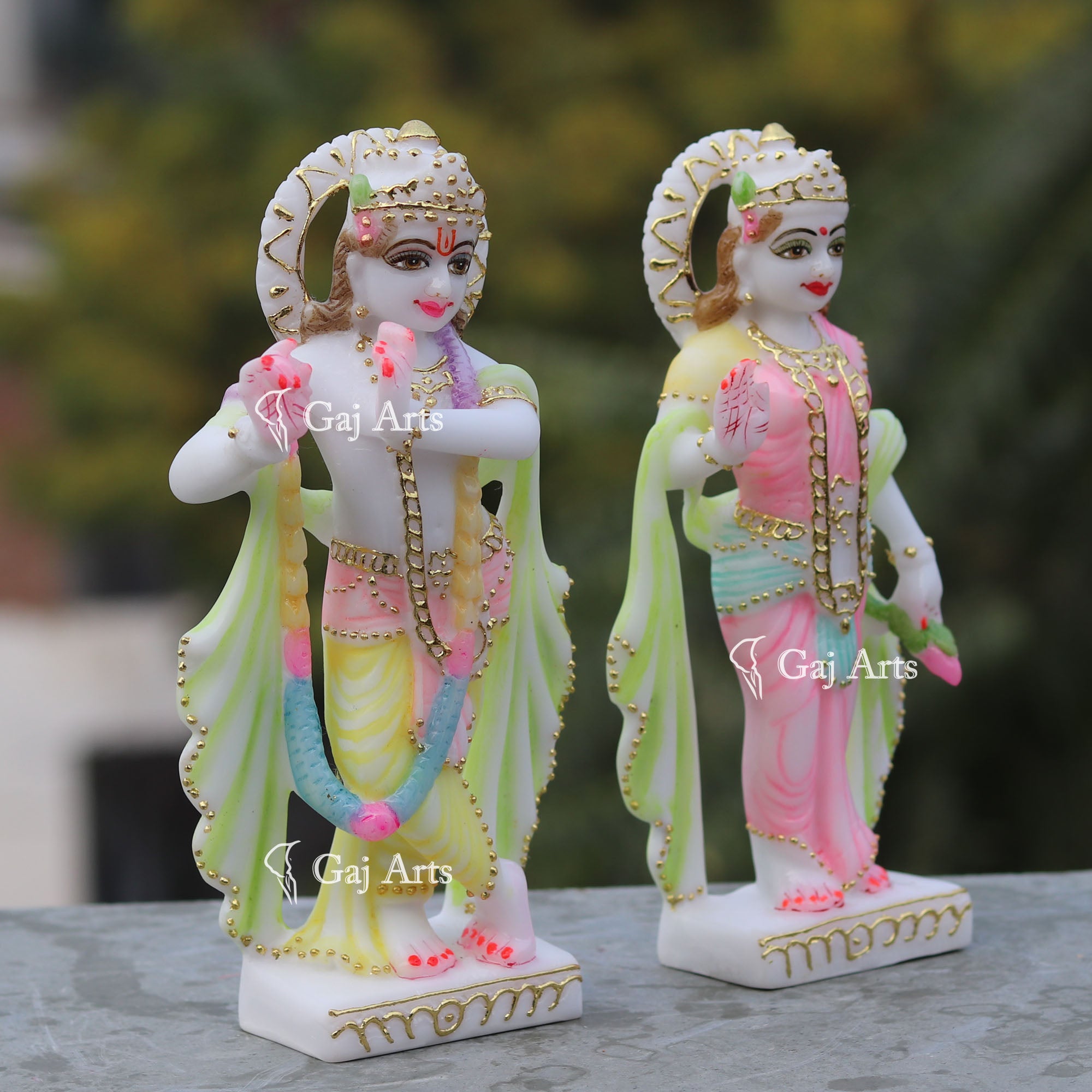 White Marble Ethiopia Radha Krishna Idol | 9 Inch