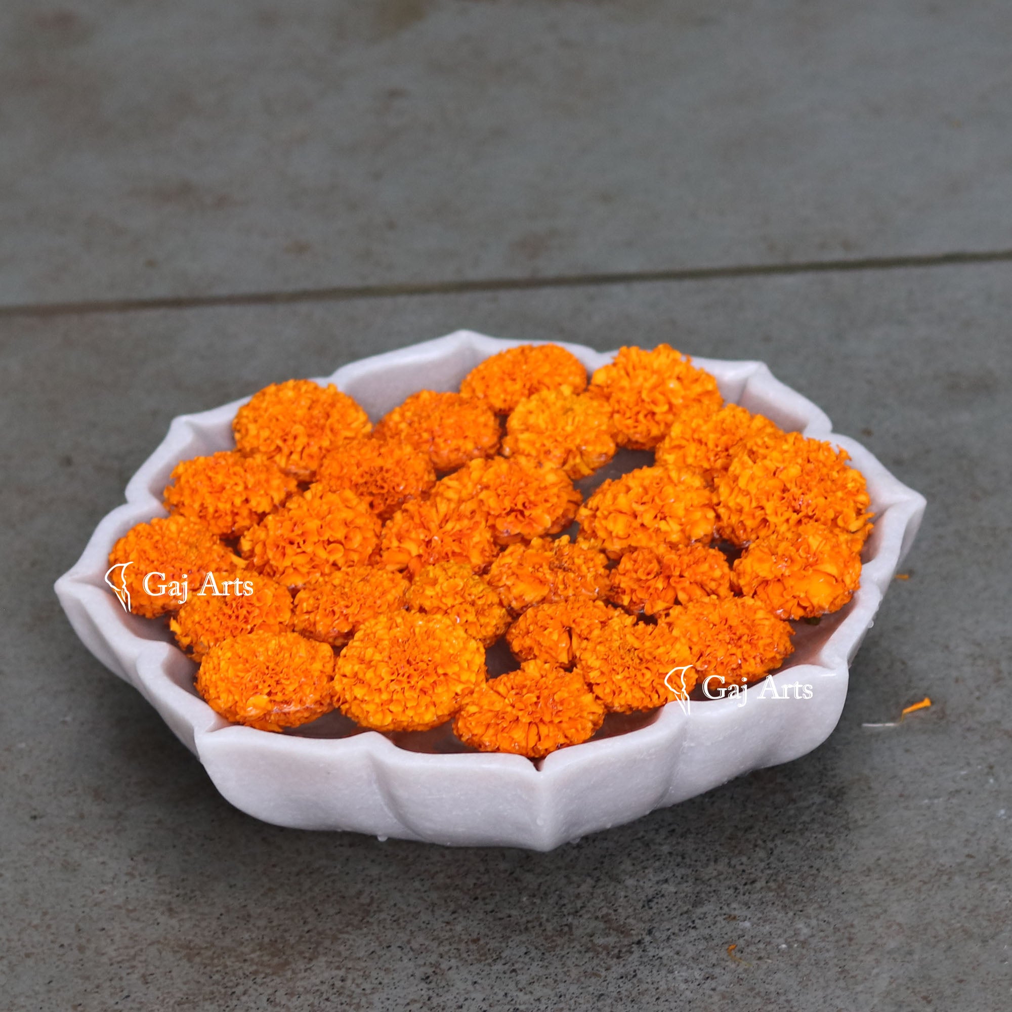 Luxury White Marble Flower Bowl | 12 Inch