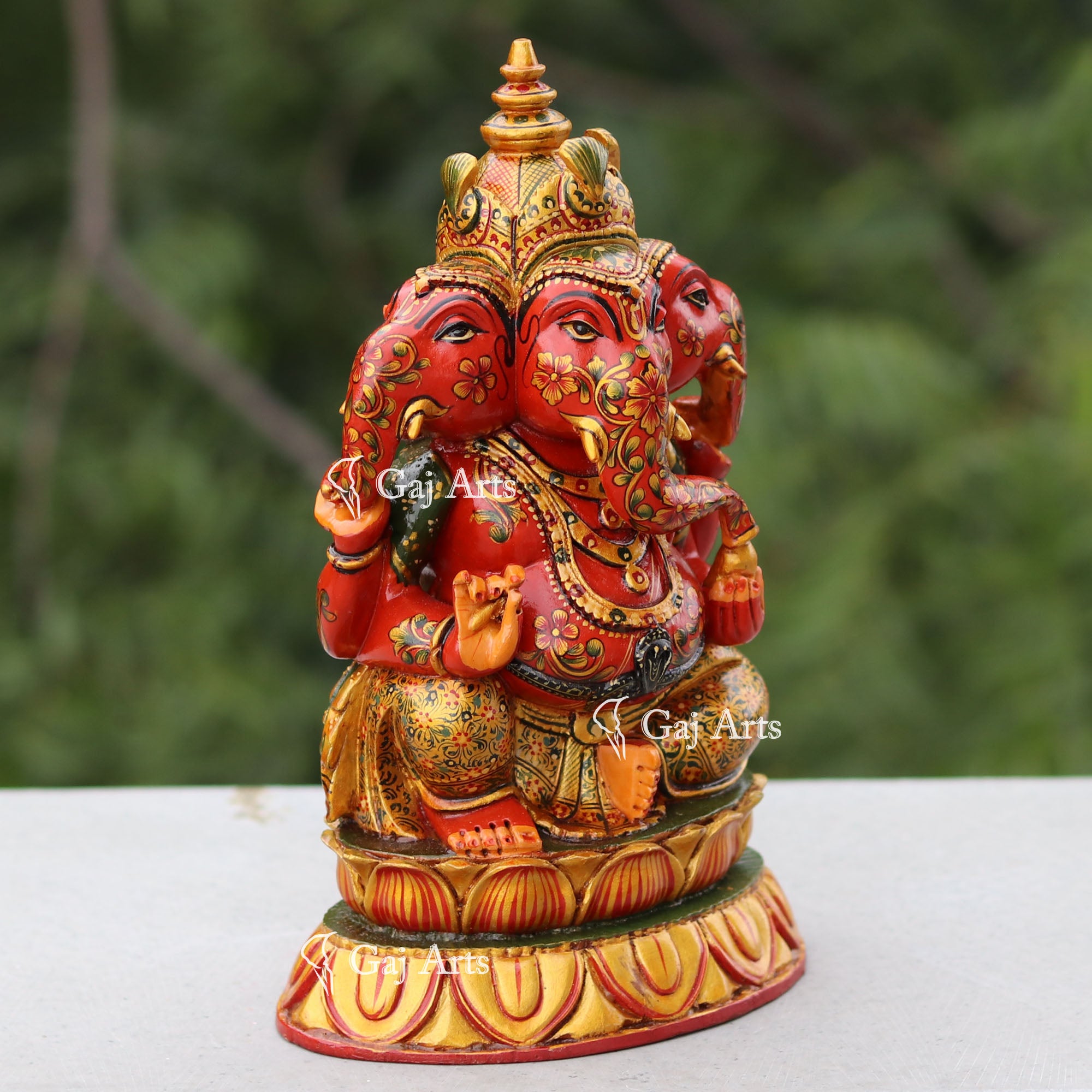Handcrafted Wooden Ganesh Murti | 9 Inch